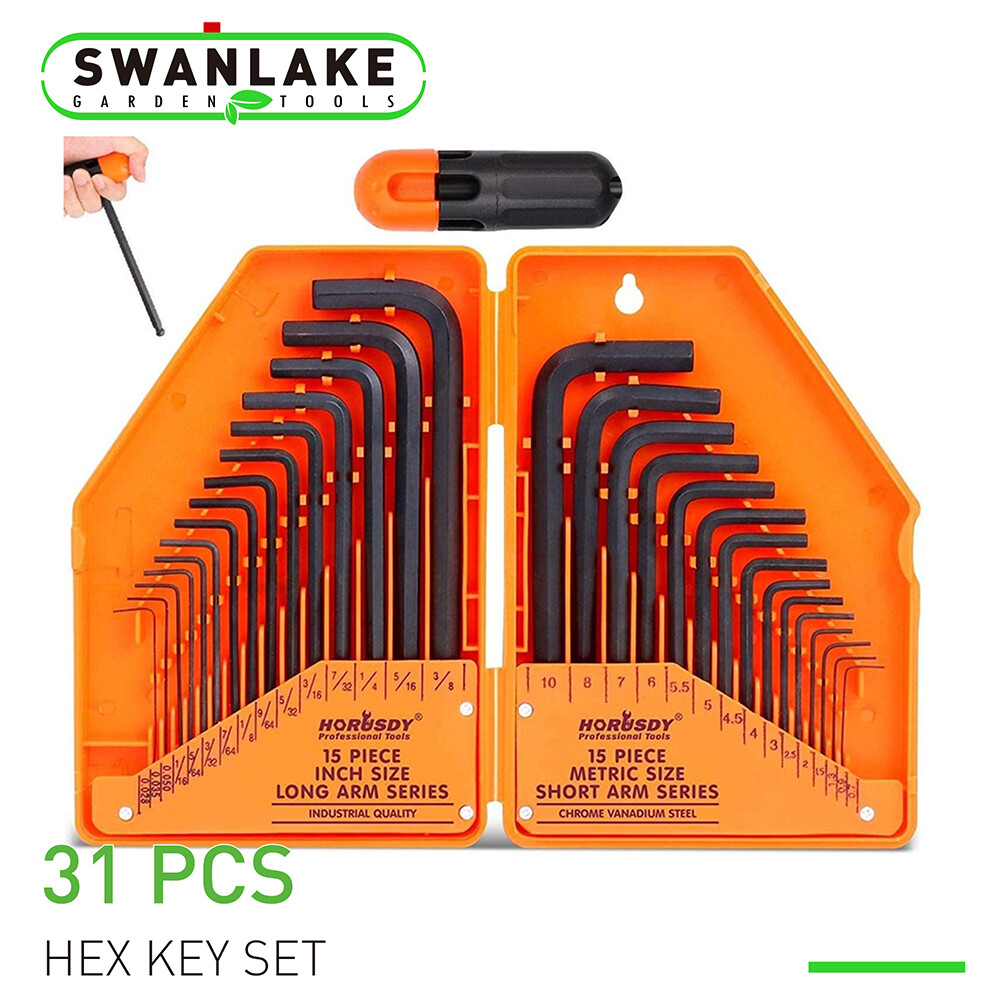 Allen Wrench Hex Key Set 31PC SAE METRIC Long Short Arm with Case FREE SHIP NEW