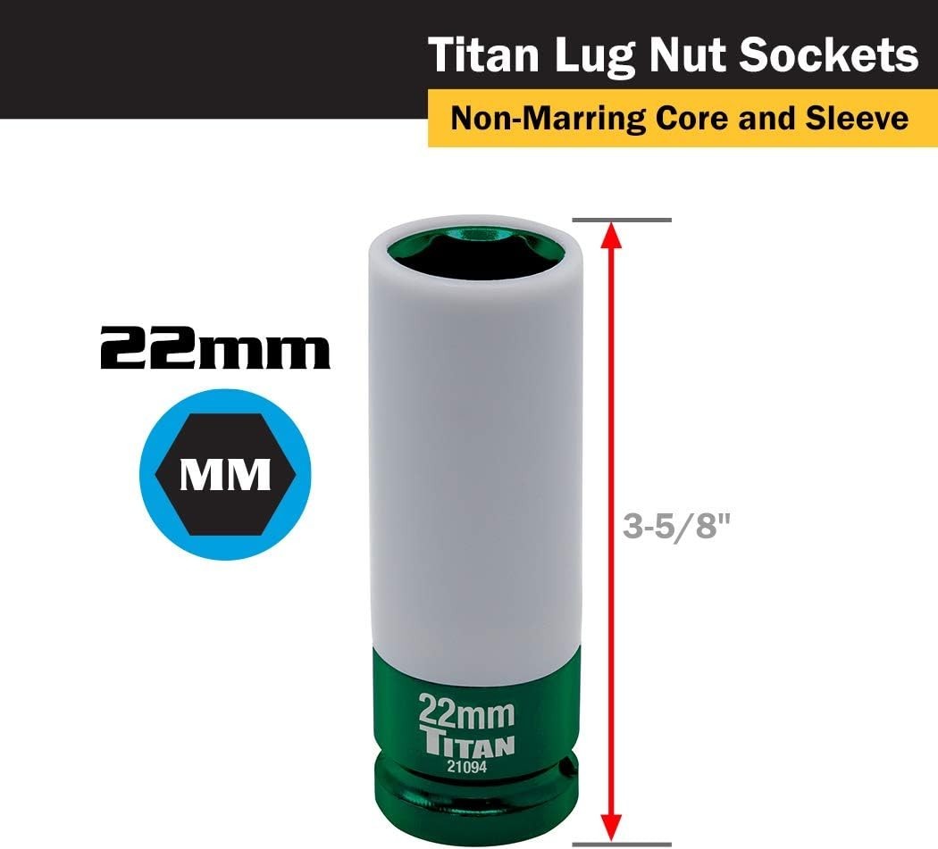 22mm Non-Marring Deep Lug Nut Socket – 1/2-Inch Drive for Ultimate Protection