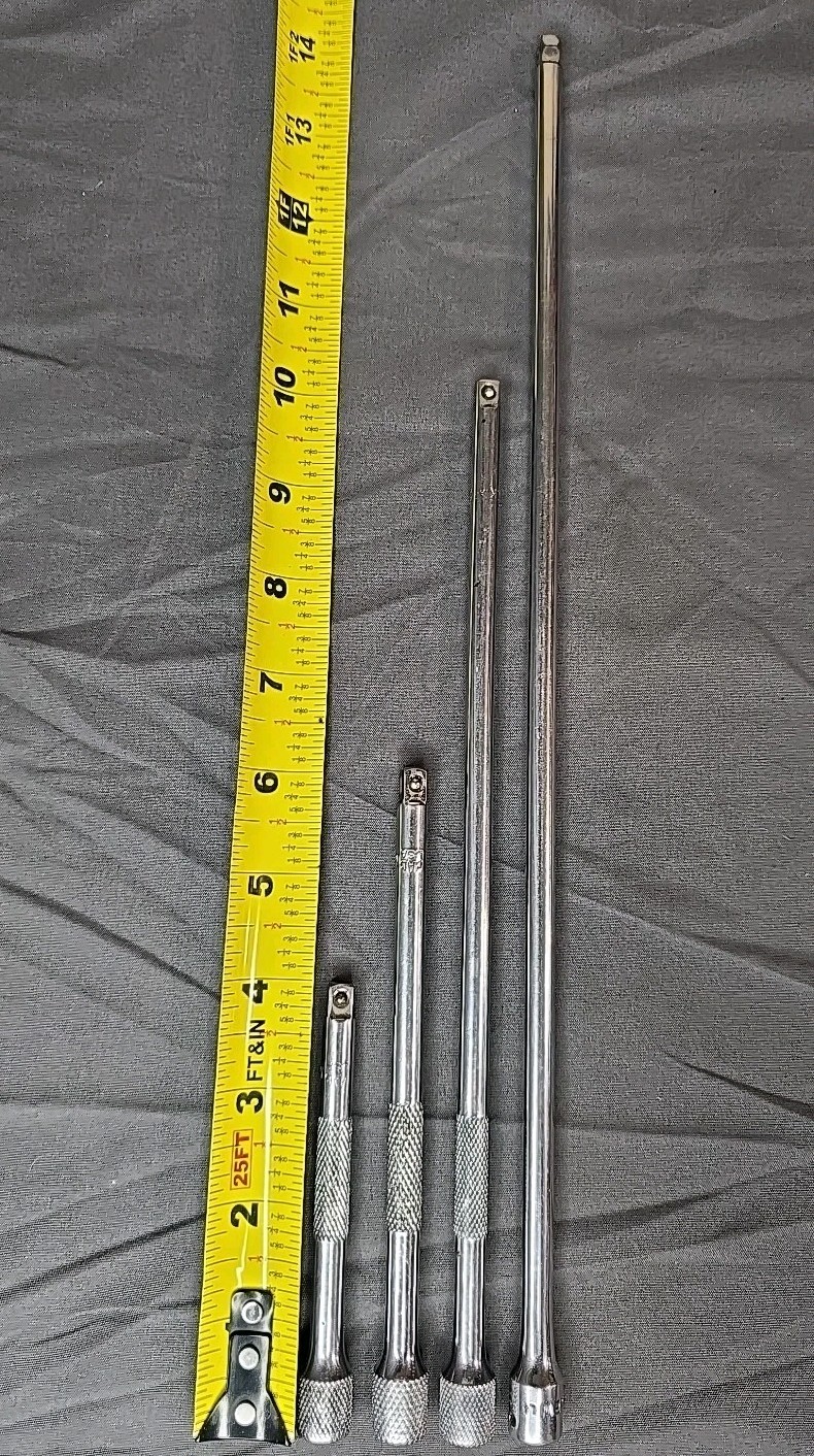 Mac Tools 1/4” Drive Extension Set Of 4 Knurled 4″ 6″ 10″ 14″ Great Condition