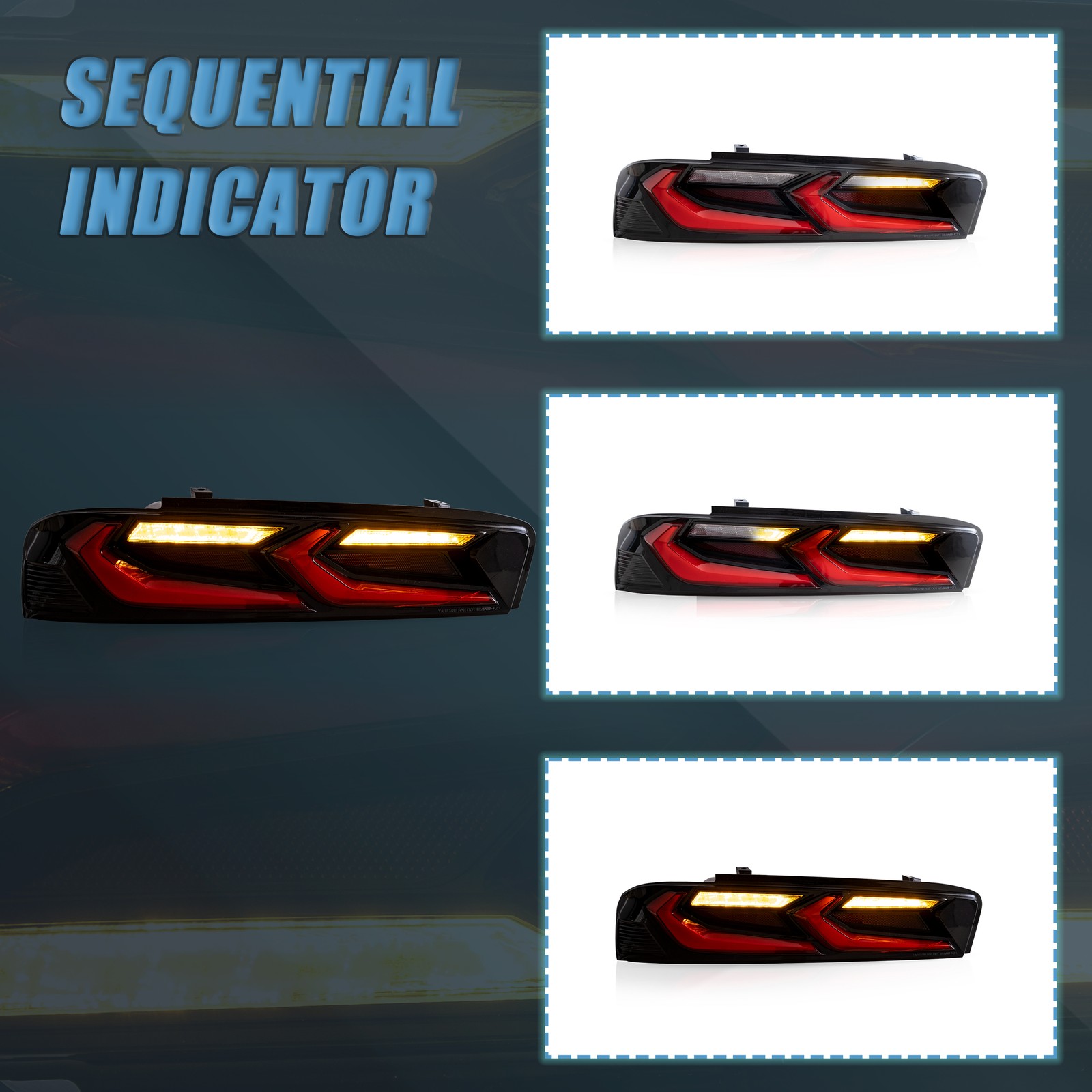 VLAND FULL LED Tail Lights For Chevrolet Camaro 2016-2018 DRL Rear Light Pair