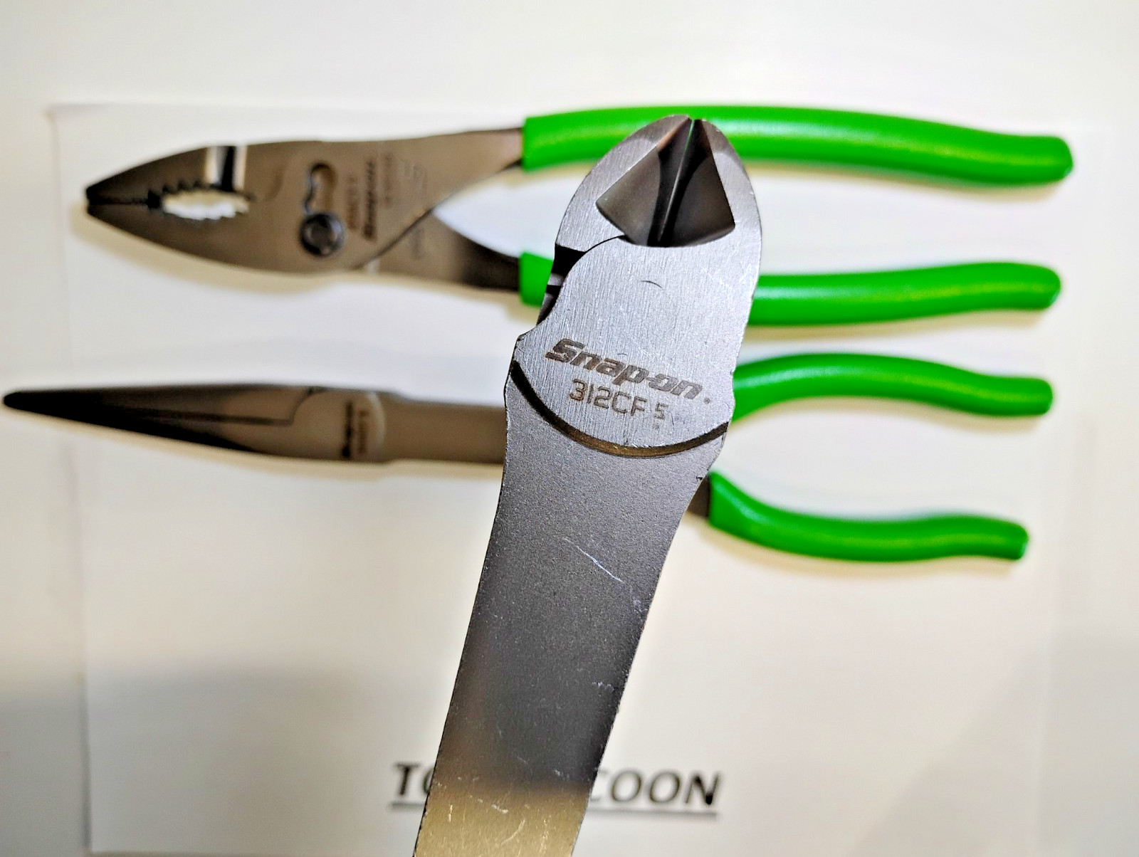 Snap-On Tools USA NEW 3 Piece GREEN Soft Grip Heavy Duty Pliers Lot Set PL330ACF