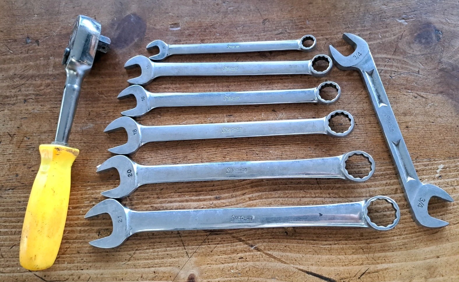 8 Vintage Snap-on Tools 1/2″Drive Ratchet/ 7 Wrenches Various Sizes See Pics USA