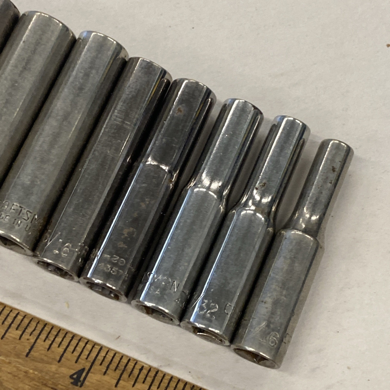 Craftsman USA 1/4 dr. 9 pc. 6 pt socket set Mixed Series Deep 3/16 – 9/16, M0883