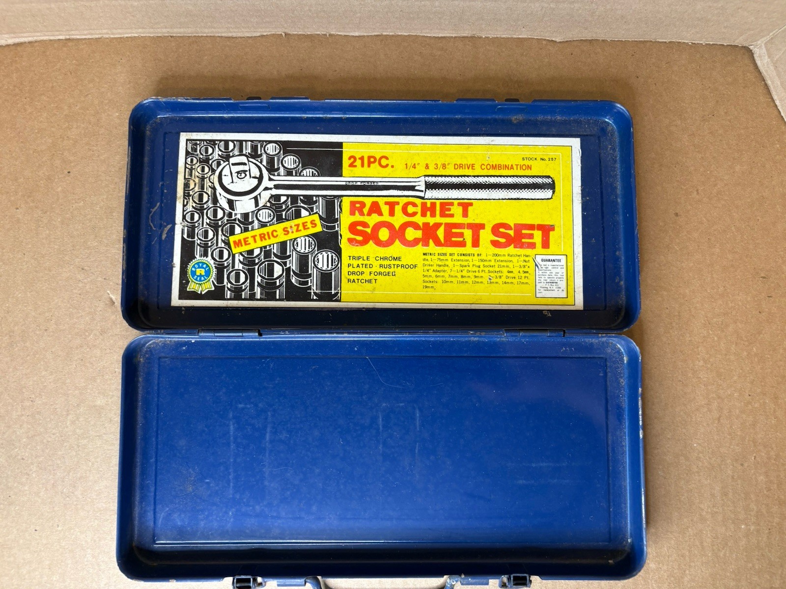 Vintage Royal Tools Tin Case ONLY for Ratchet Socket Set 257 Metric NO Contents
