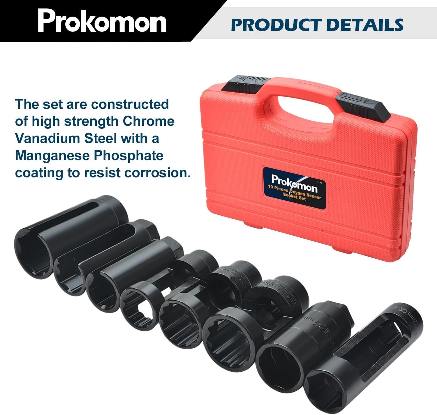 10pc O2 Oxygen Sensor Socket Wrench Removal Tool 3/8″ 1/2″ Drive x 7/8″ 22mm Set