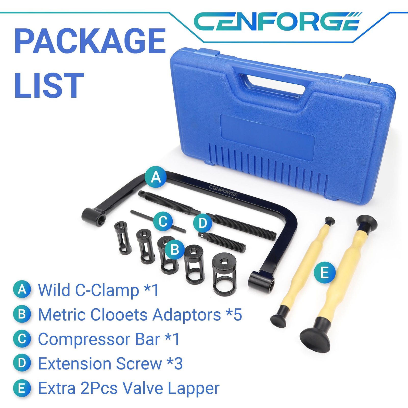 Valve Spring Compressor – 10 Pc Removal Tool Kit, Valve Lappers for Car, ATV