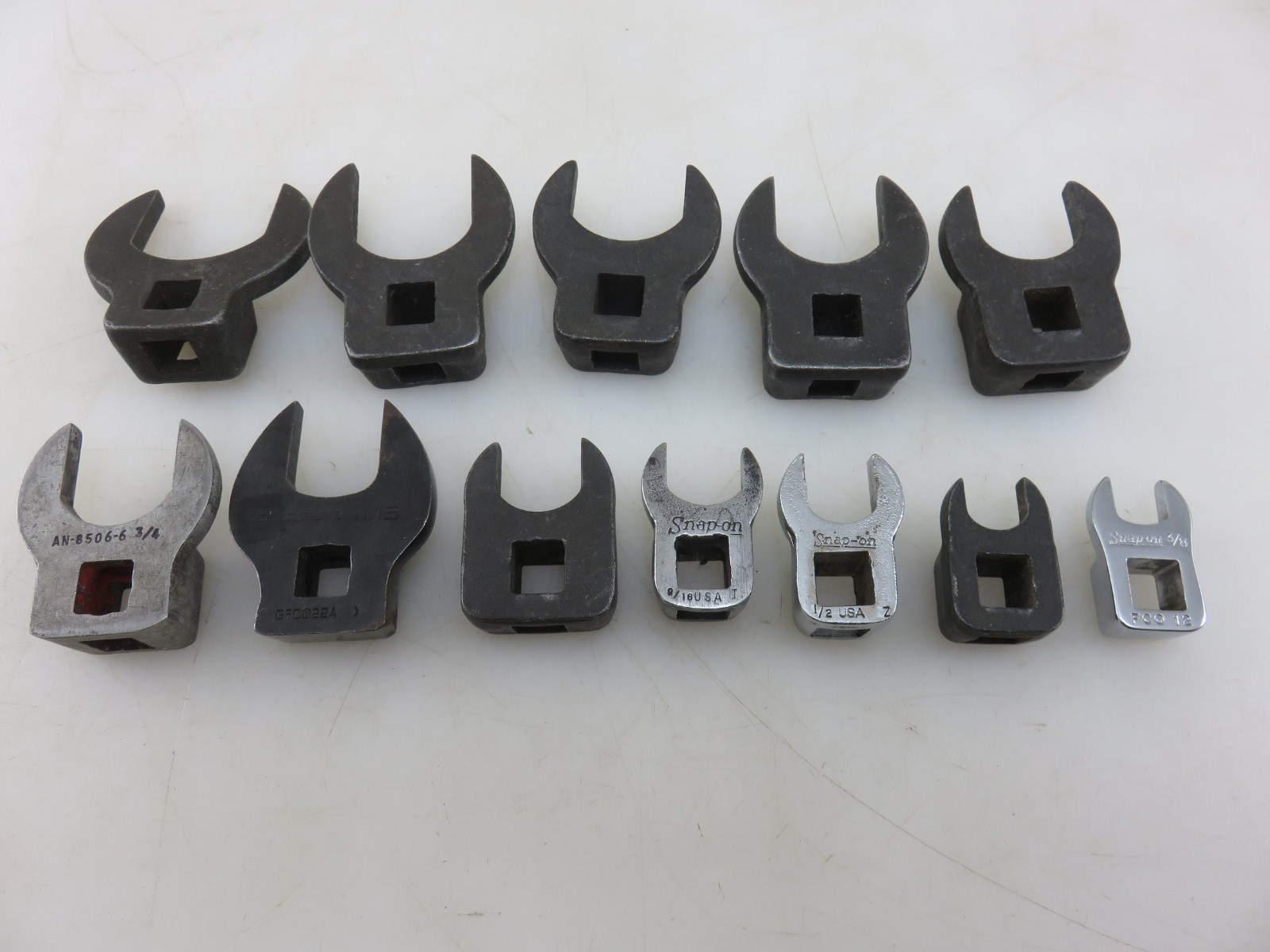 Snap-On Mixed Set Crowfoot Wrench Set 12pc Set 3/8″Dr. 3/8″-1-1/8″ Vintage USA