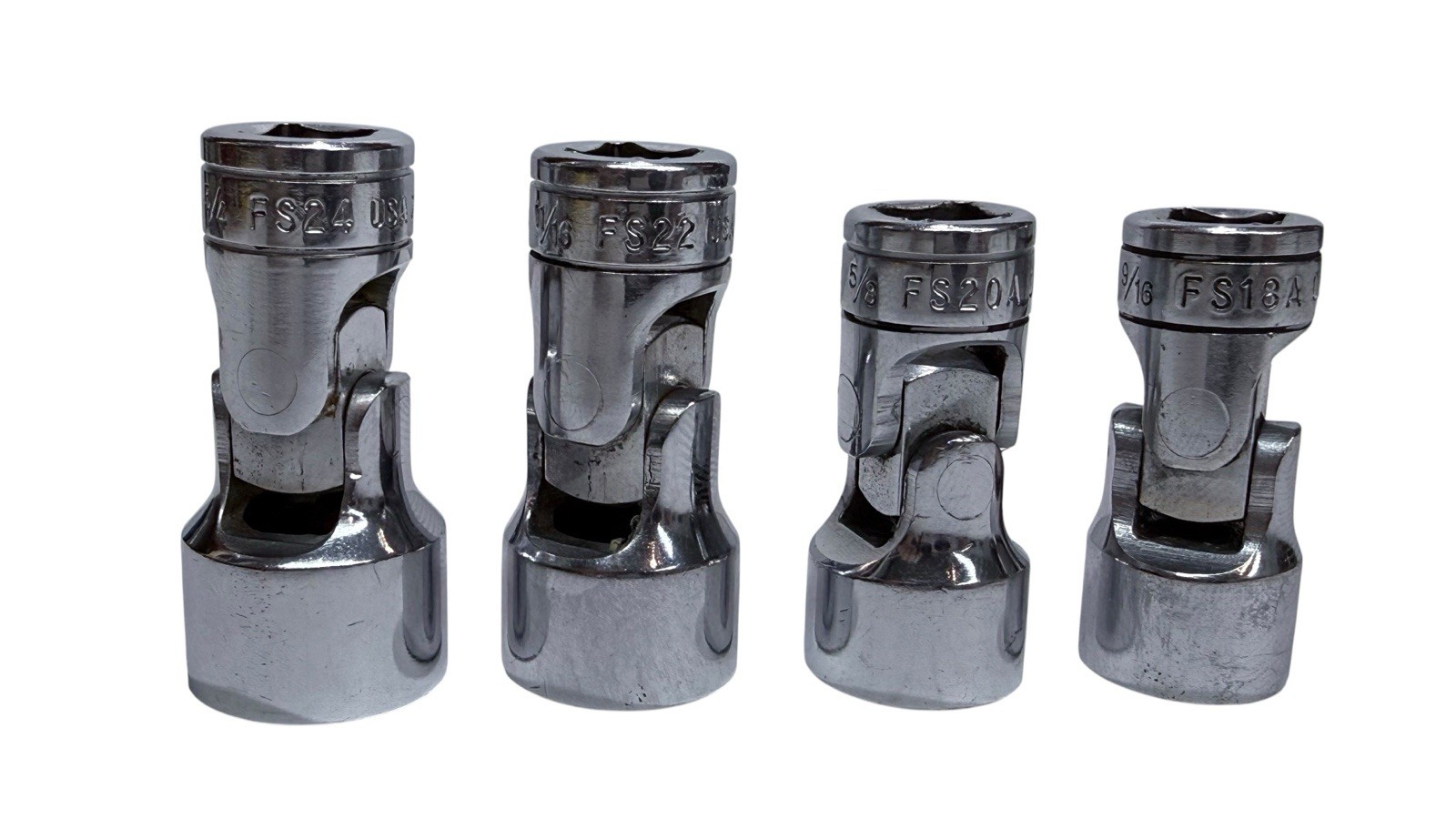 Snap-on 3/8” Drive SAE 6 Point Swivel Socket Set Lot Of 8 FS10-FS24 USA