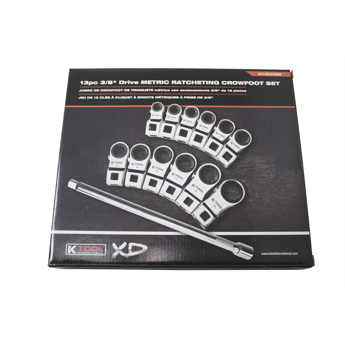 K Tool International XD2CWSM Metric Ratcheting Crowfoot Wrench Set 13 Piece