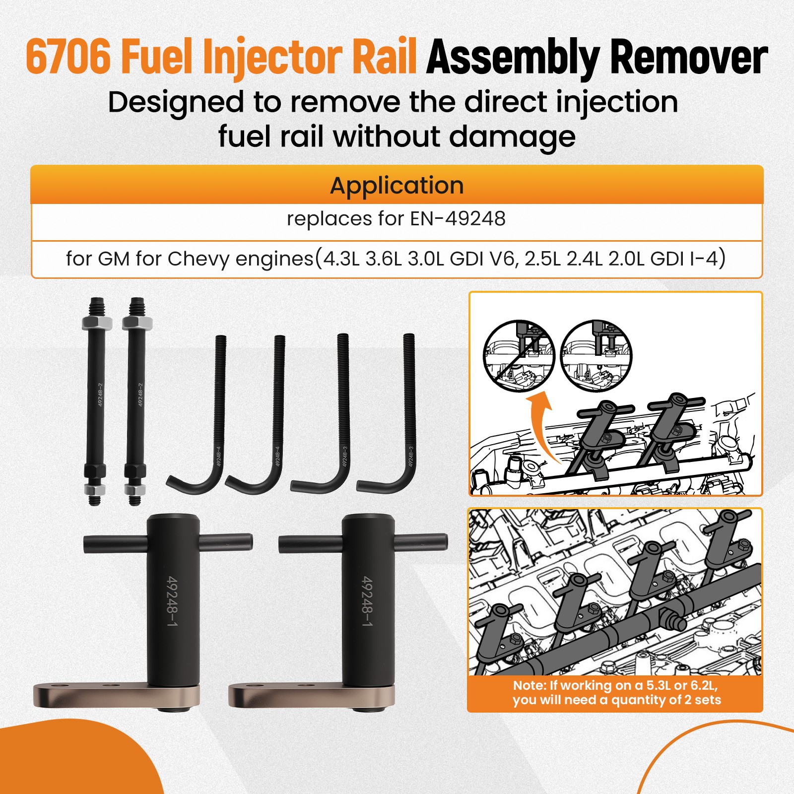 Fuel Injector Tool for Chevrolet Silverado Impala 2.4L 3.0L GDI 2007-2014