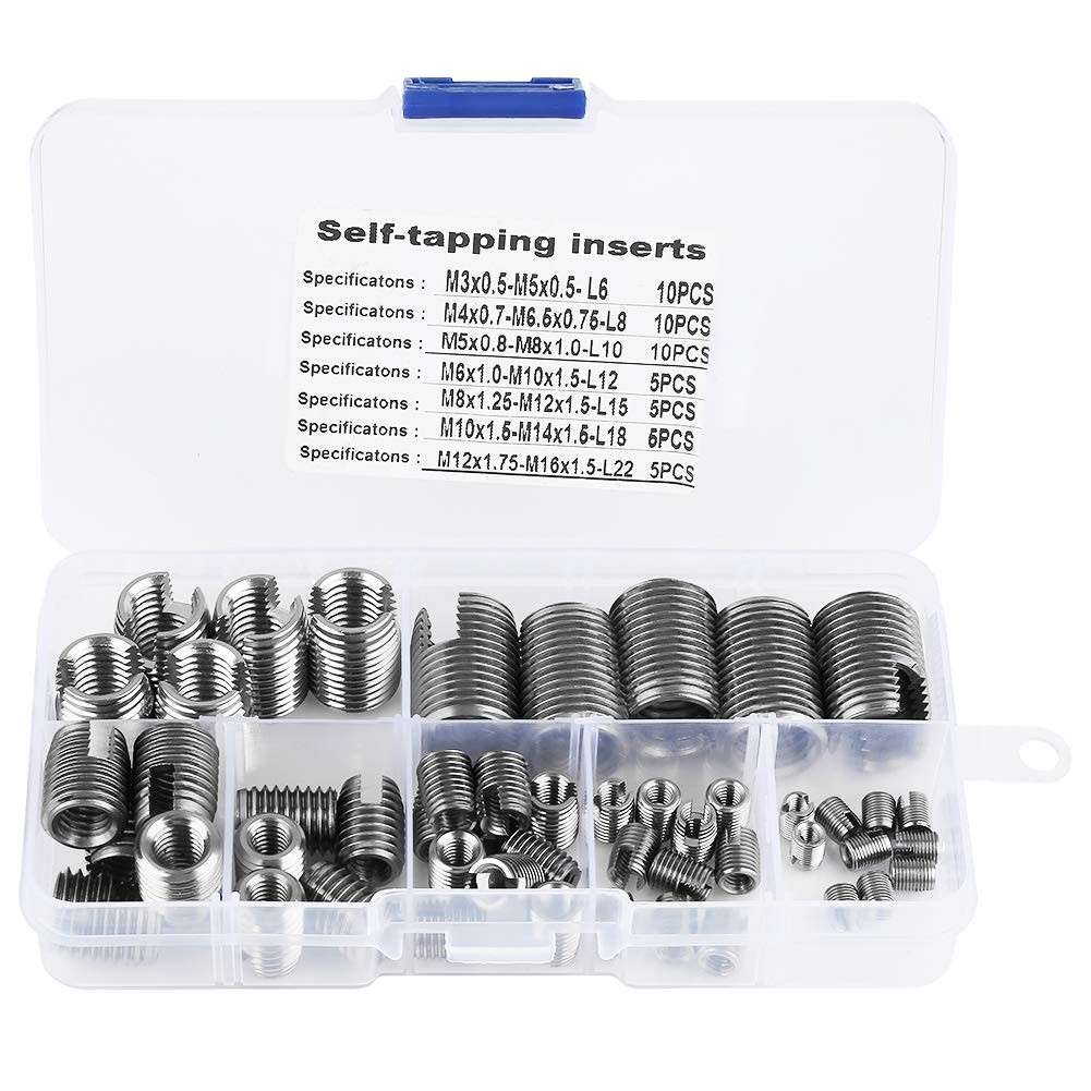 50Pcs Stainless Steel Thread Inserts Set Self Tapping Reinforce Repair Tool
