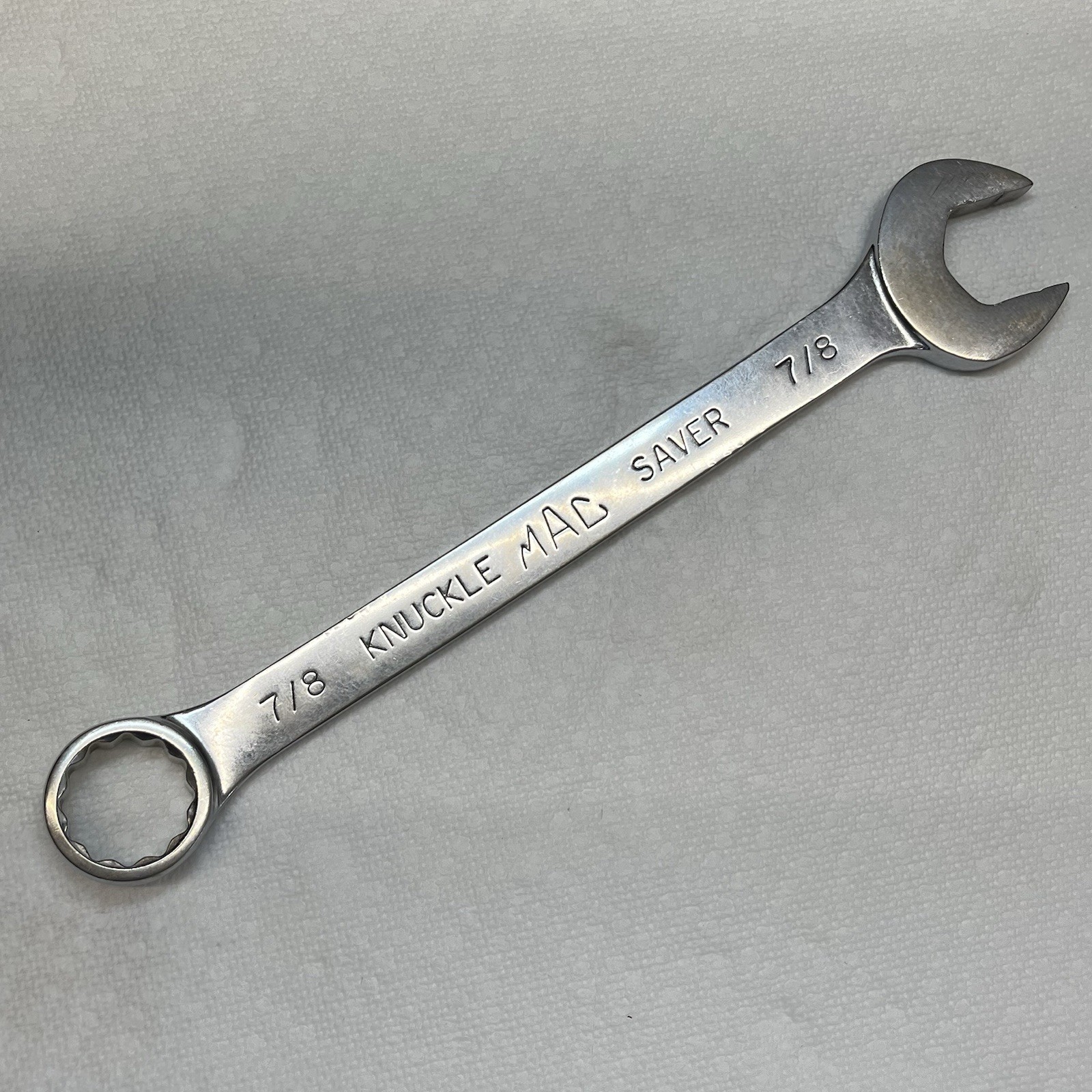 Mac Tools 7/8 combo wrench Knuckle-Saver more durable and thicker.