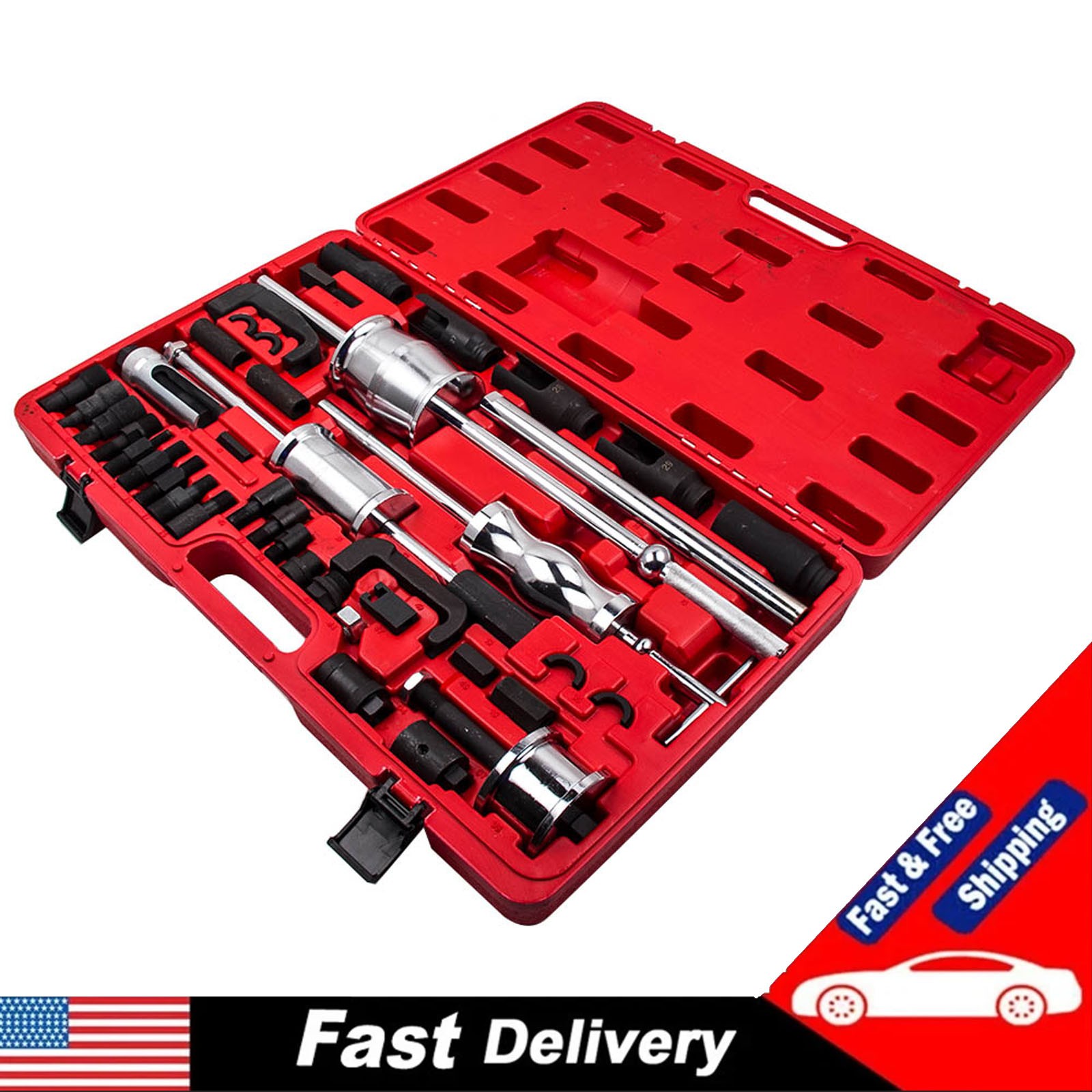 Auto Truck Diesel Injector Extractor Slide Hammer Puller Adapter Full Tool Sets