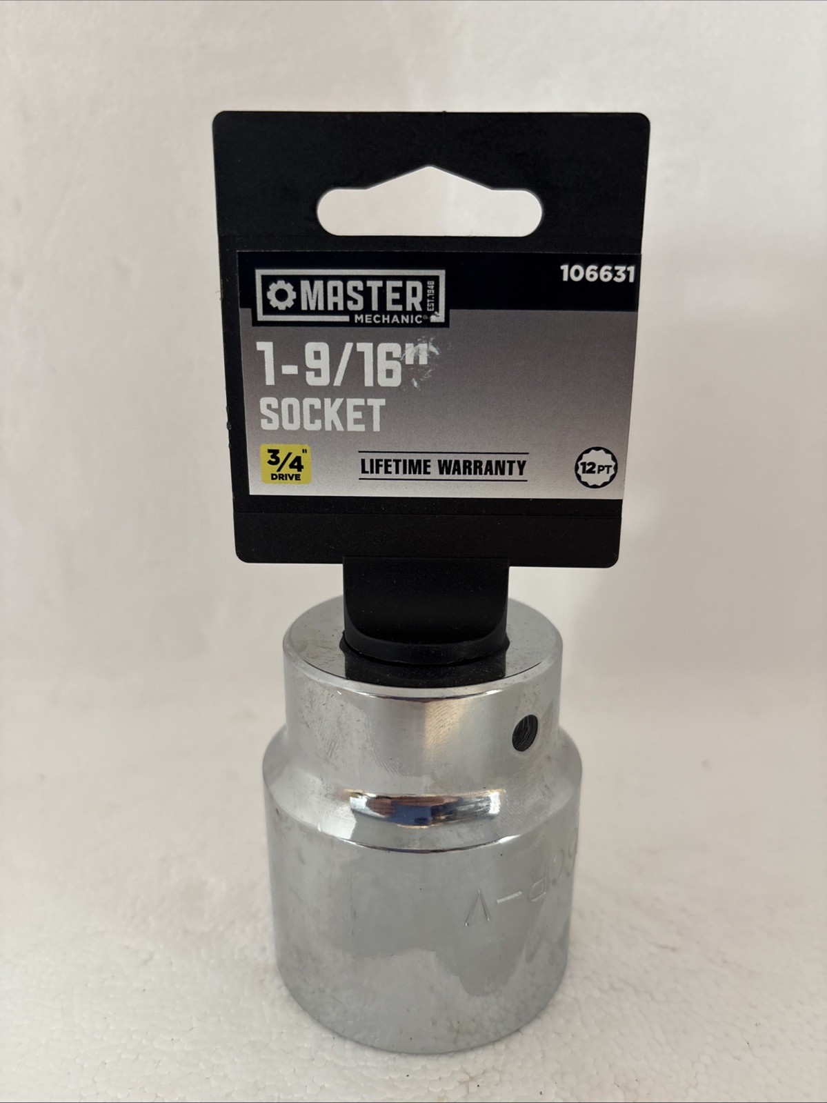 3/4″ Drive, 1-9/16In. 12-Point Socket 106631, Master Mechanic Lifetime Warranty