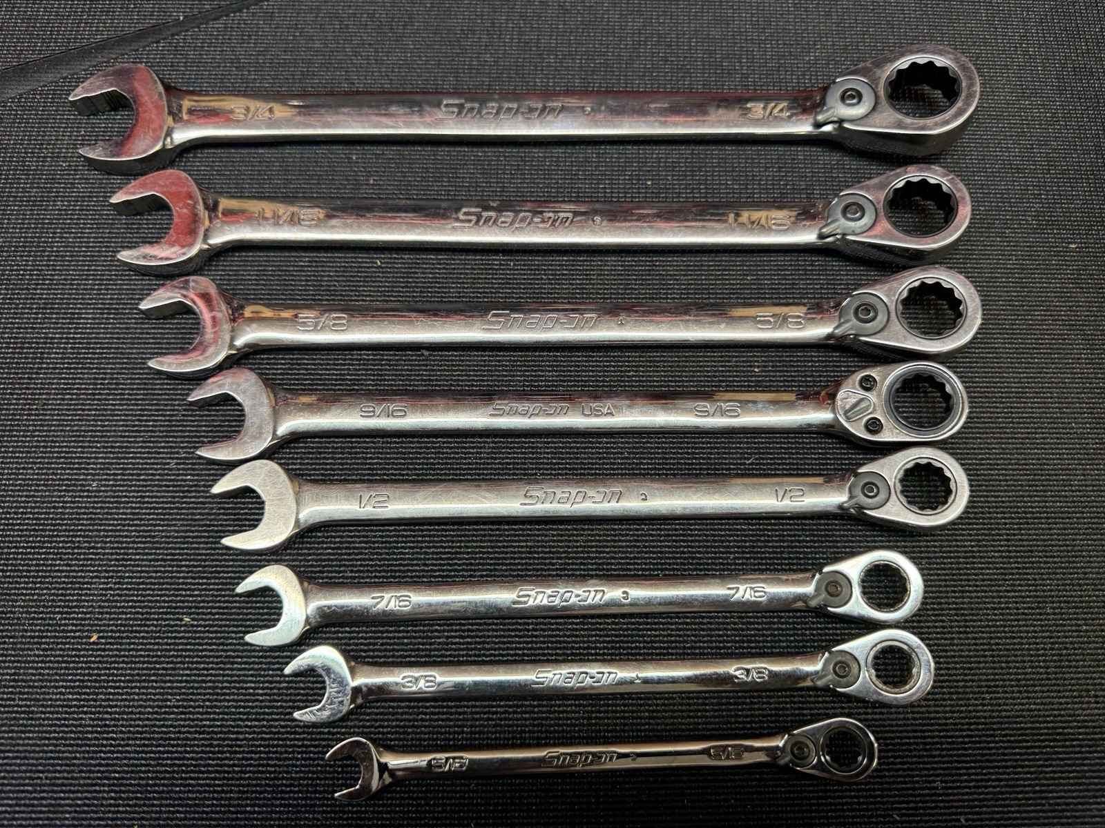 Snap On Reversible Ratcheting 8pc Wrench Set 5/16-3/4”
