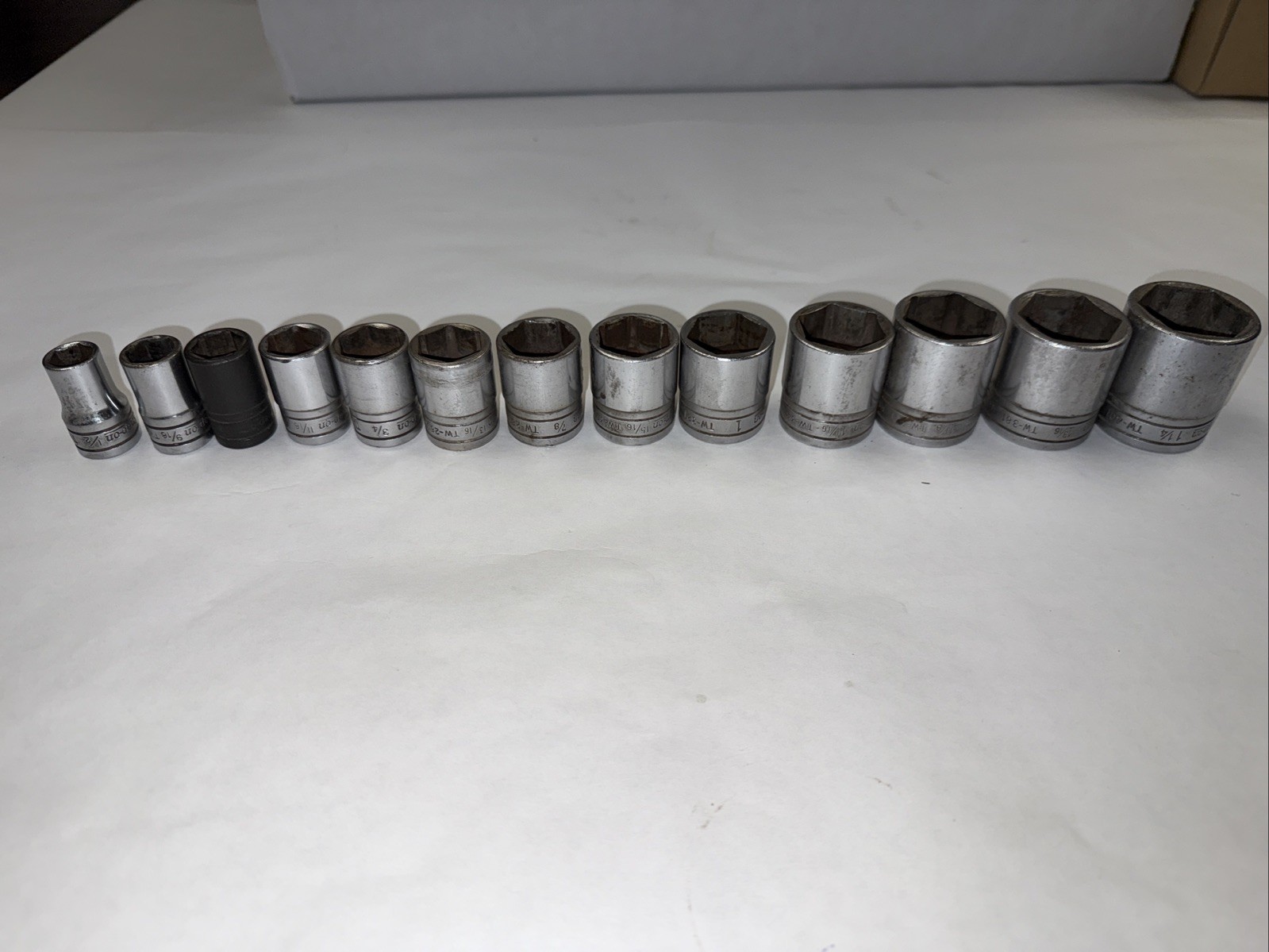 Snap On 1/2 6 Point Shallow Standard Socket Set 13 Pieces One Impact