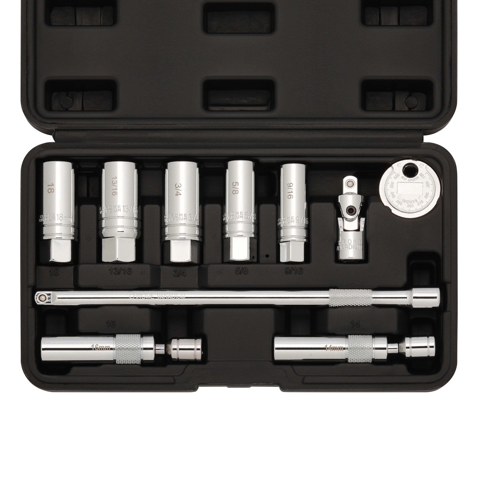 0PCS 3/8″Drive Magnetic Spark Plug Socket Set, 6PT&12PT Extension Bar CR-V Steel