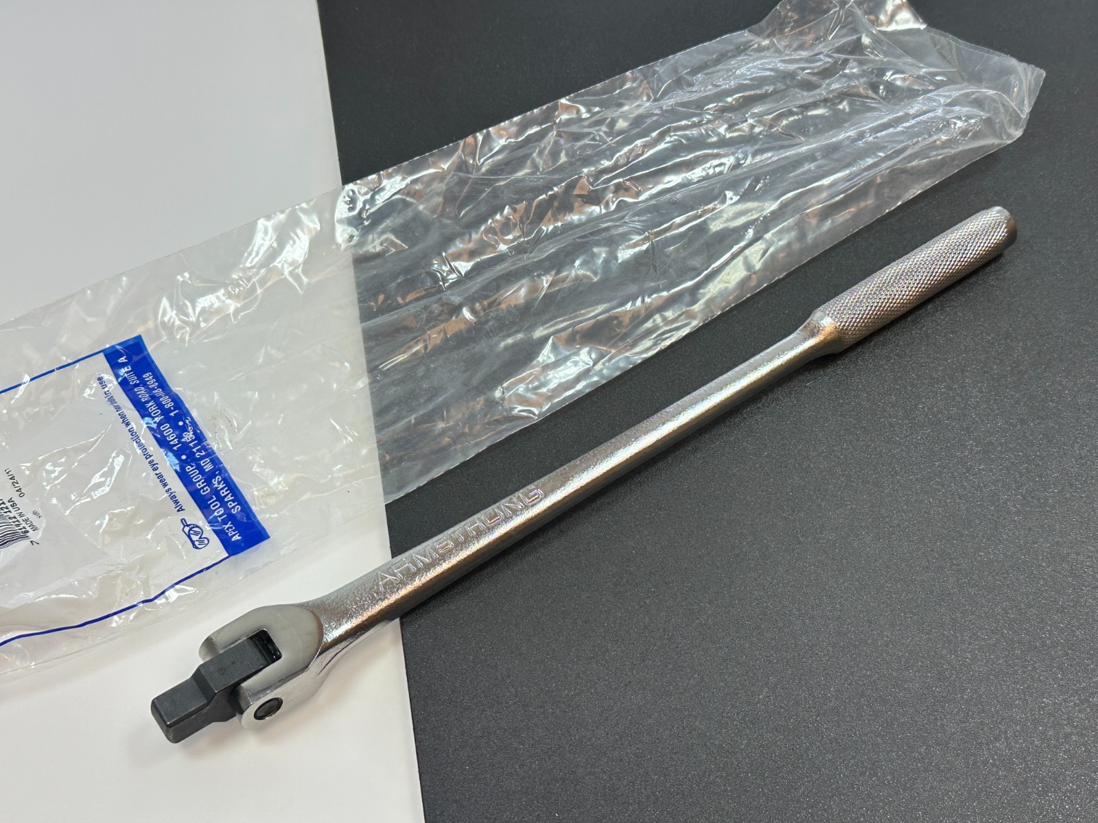 🇺🇸 NEW Armstrong USA 12-917A 1/2″ Flex Handle Breaker Bar 15″ Long Knurled NOS