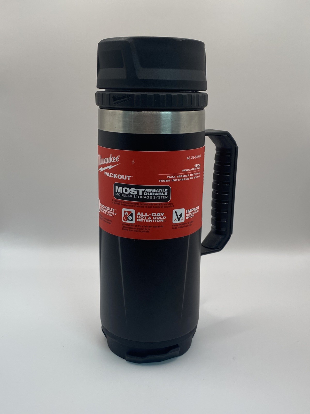 Milwaukee Packout Hot/Cold 18oz Insulated Coffee Mug w/Handle, Black 48-22-8394B