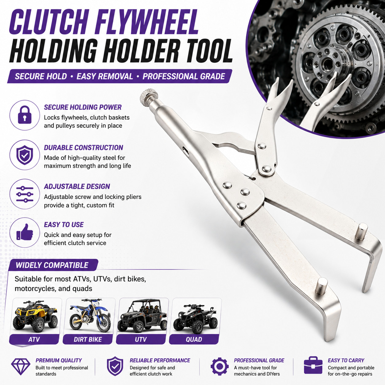 Universal Clutch Flywheel Holding Tool for ATV Motorcycle Dirt Bike UTV Quad