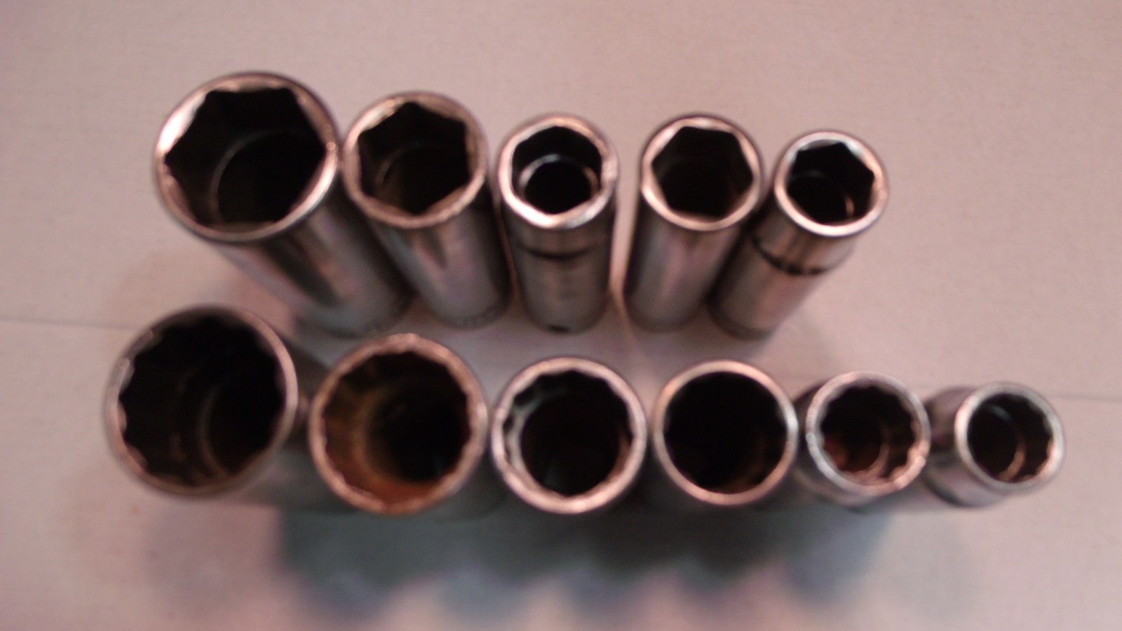 11 «SNAP-ON» U.S.A. 1/2″ DRIVE DEEP SOCKETS(5 ARE 6 POINT AND 6 ARE 12 POINT.)