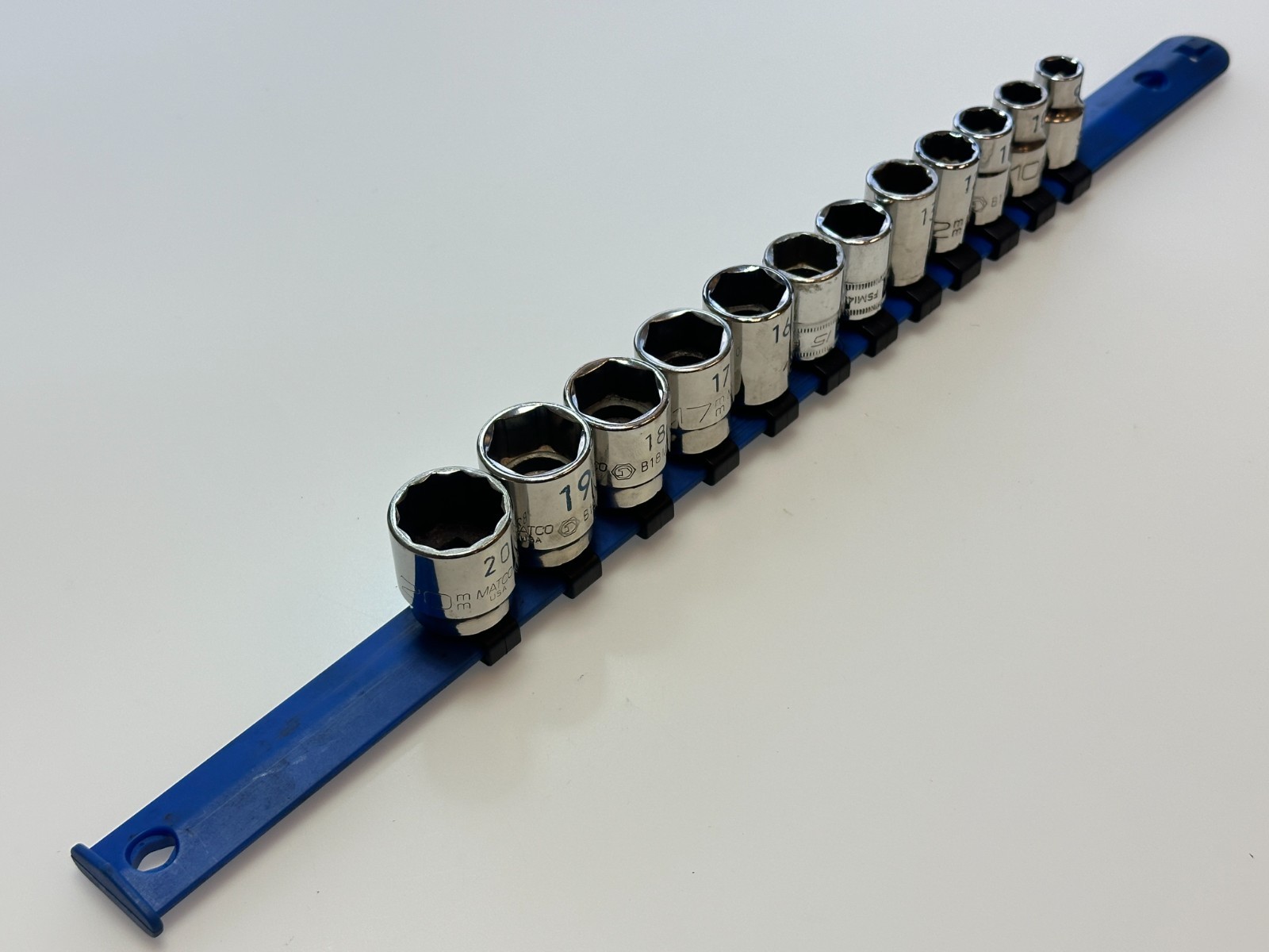 Matco Tools USA 12pc 3/8 Drive Metric 9mm-20mm Chrome Socket Set, (2) Snap-On