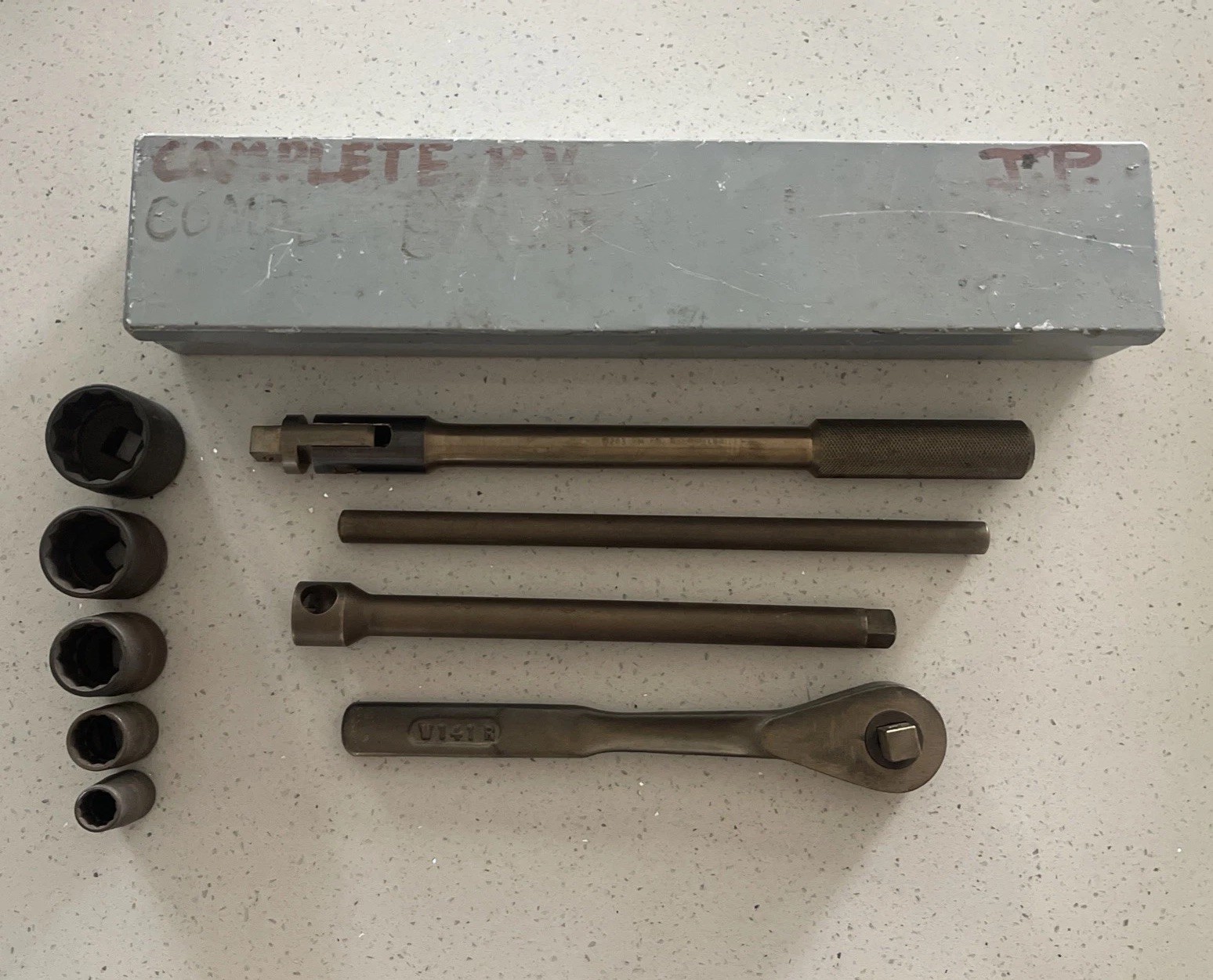 Vintage Ampco W-290 9-Pc Non-Sparking Safety Socket Set 1/2″ Drive COMPLETE