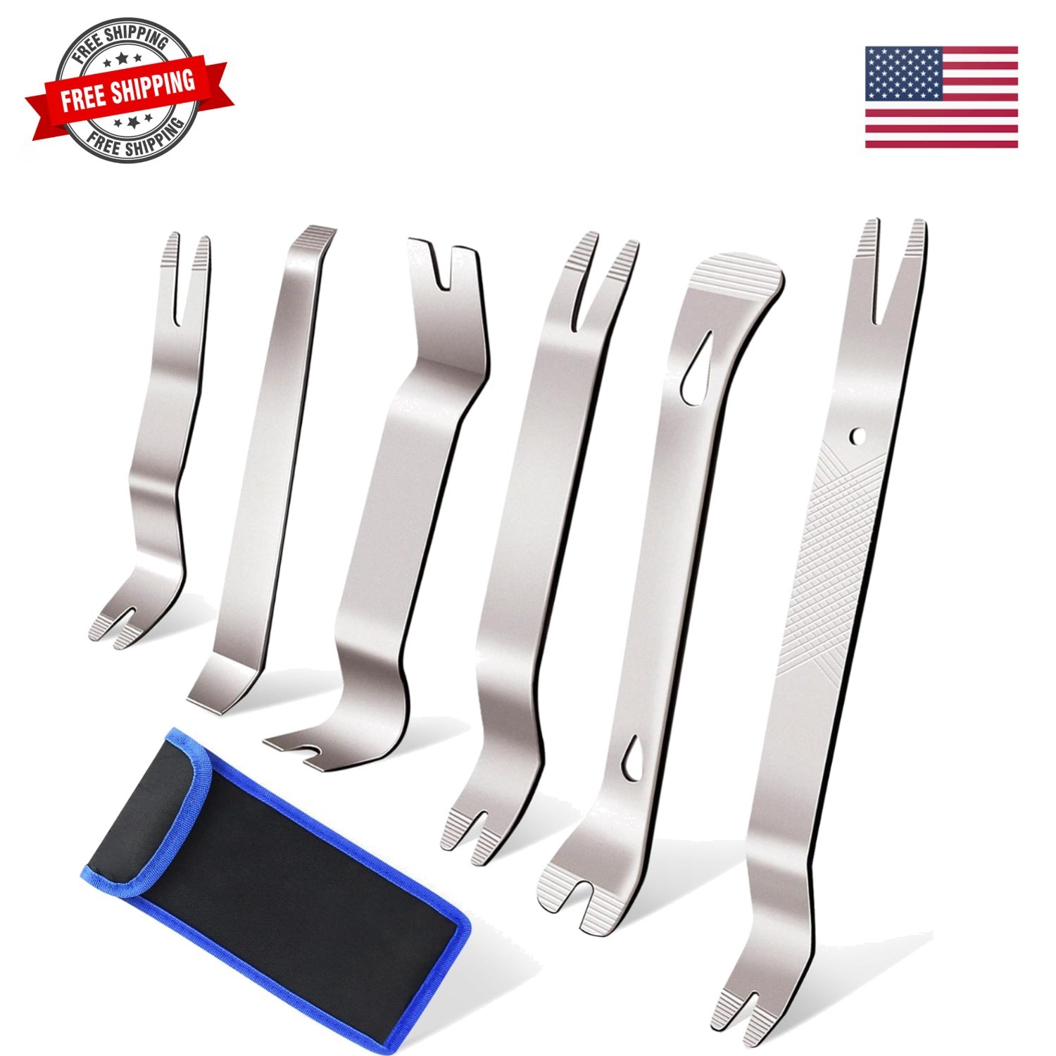 6pcs Metal Trim Removal Tool, Auto Pry Tool Kit Trim Removal Tool Set for Veh…