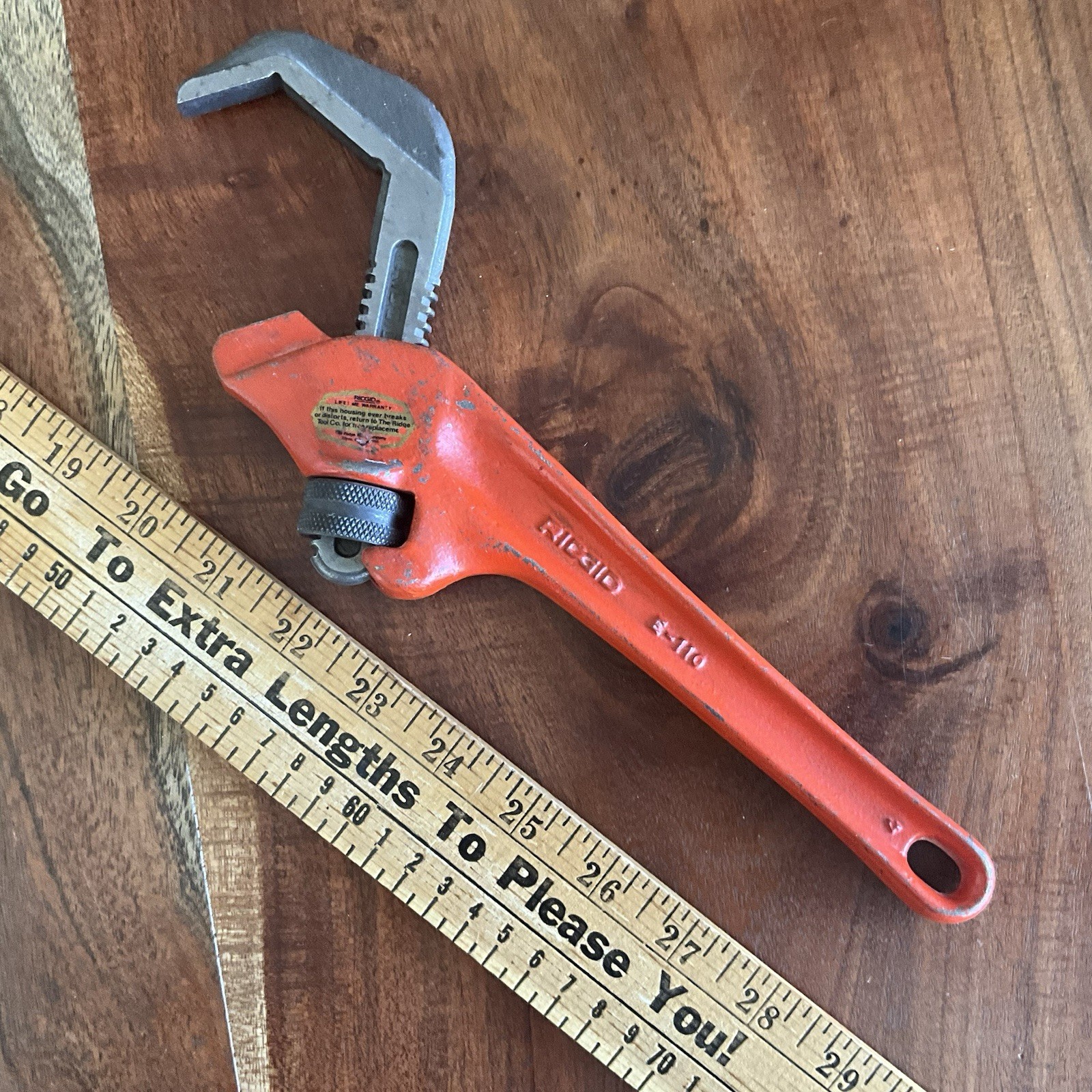 Ridgid Model E-110 Offset Hex Smooth Jaw Pipe Wrench, Red, American Made