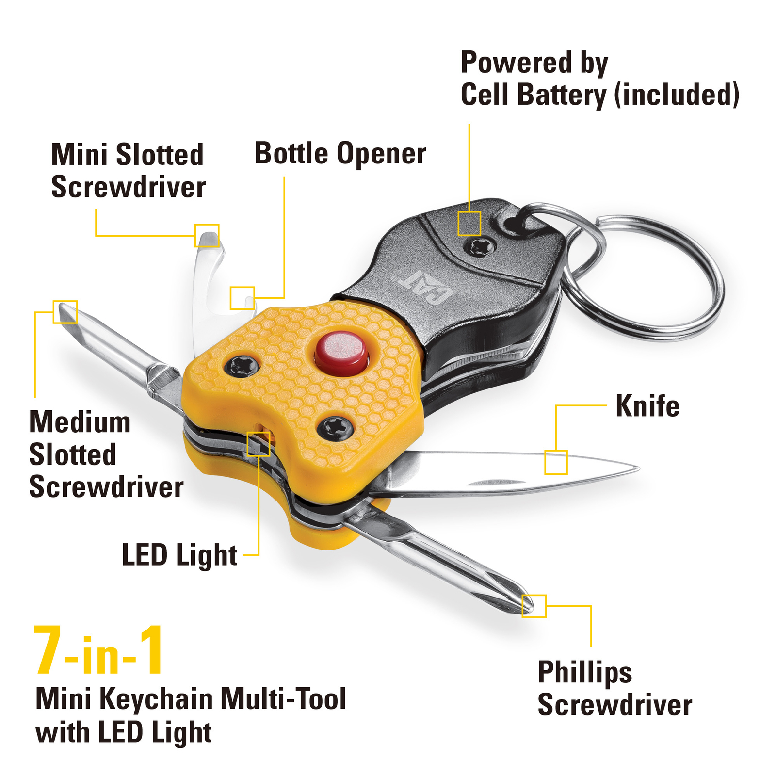 Cat 3 Piece Multi Tool, Folding Knife and Key Chain Tool Gift Box Set – 240192