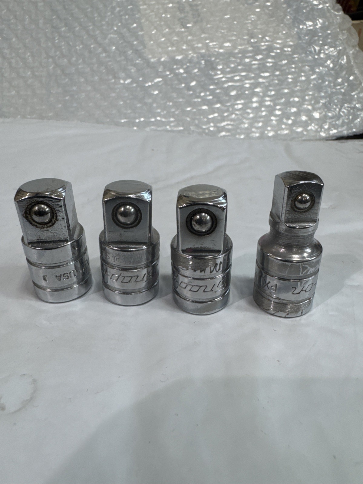 Snap-On 4 Piece Drive Adaptor 3 -3/8 To 1/2″ & 1-3/8 to 3/8 ShortyDrive Lot Set
