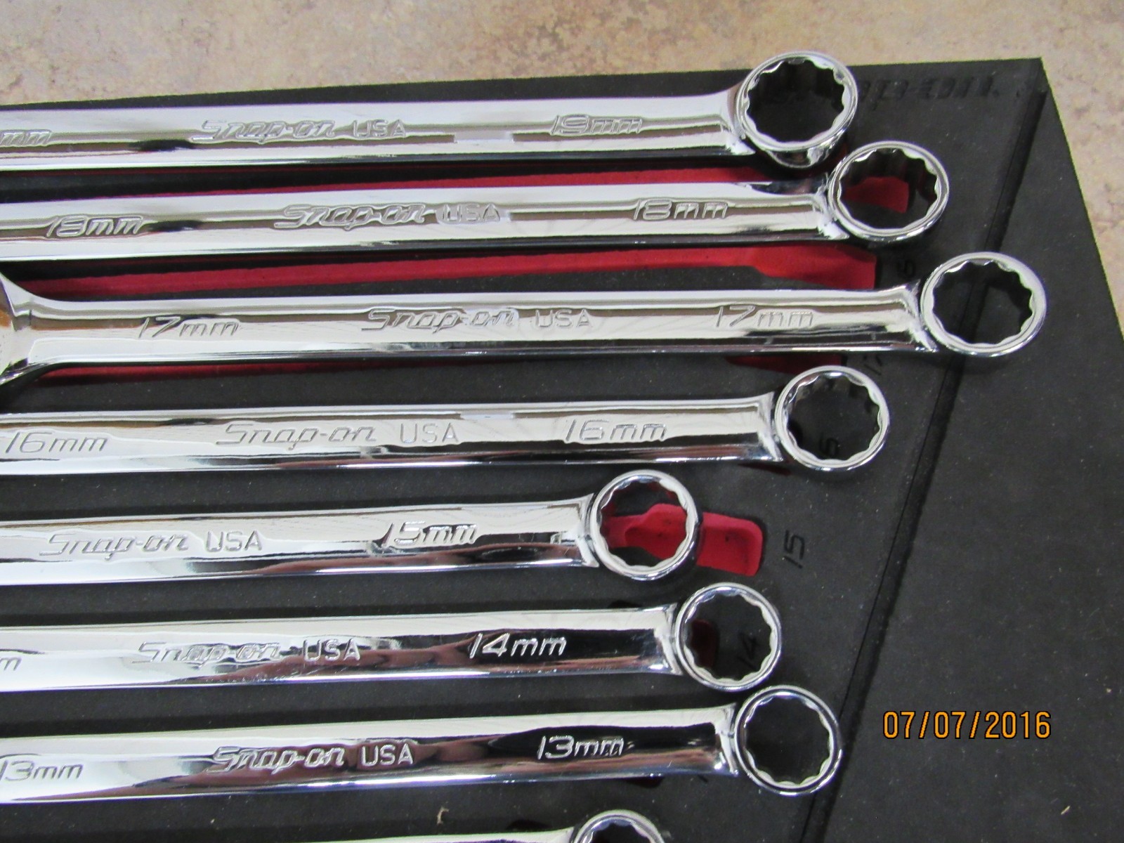Snap-On 13pc 12 Pt Metric Flank Drive Wrench Set PRO-FI foam 7-19mm SOEXM01FMBR