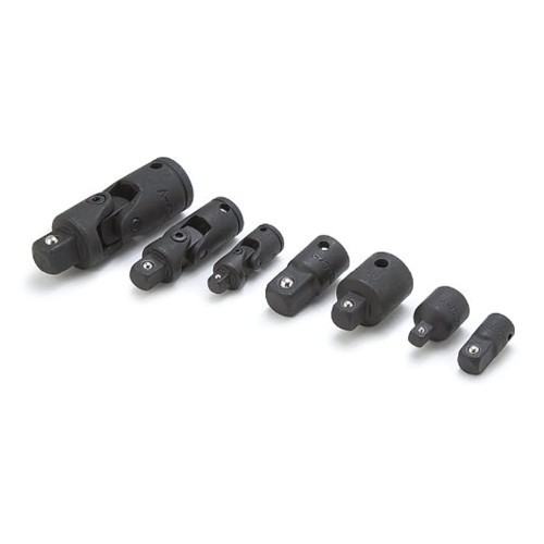 Titan 17408 7-Piece Impact Adapter & U-Joint Set, Chrome Vanadium Steel, Black