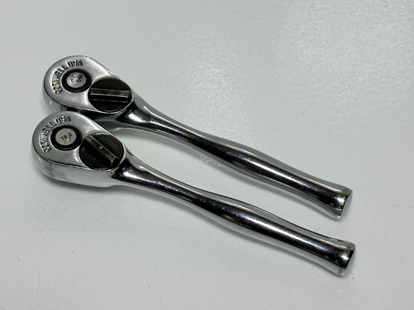 Cornwell Tools USA 2pc TR3 1/4″ Drive Chrome Handle Ratchet Pair Set Lot