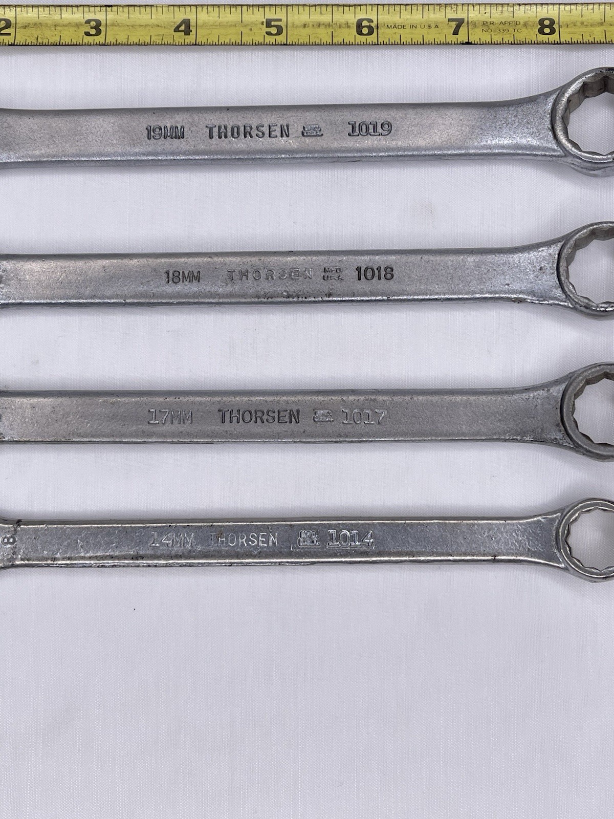 Vintage Set of 4 Thorsen Metric Combination Wrenches 14mm 17mm 18mm 19mm USA