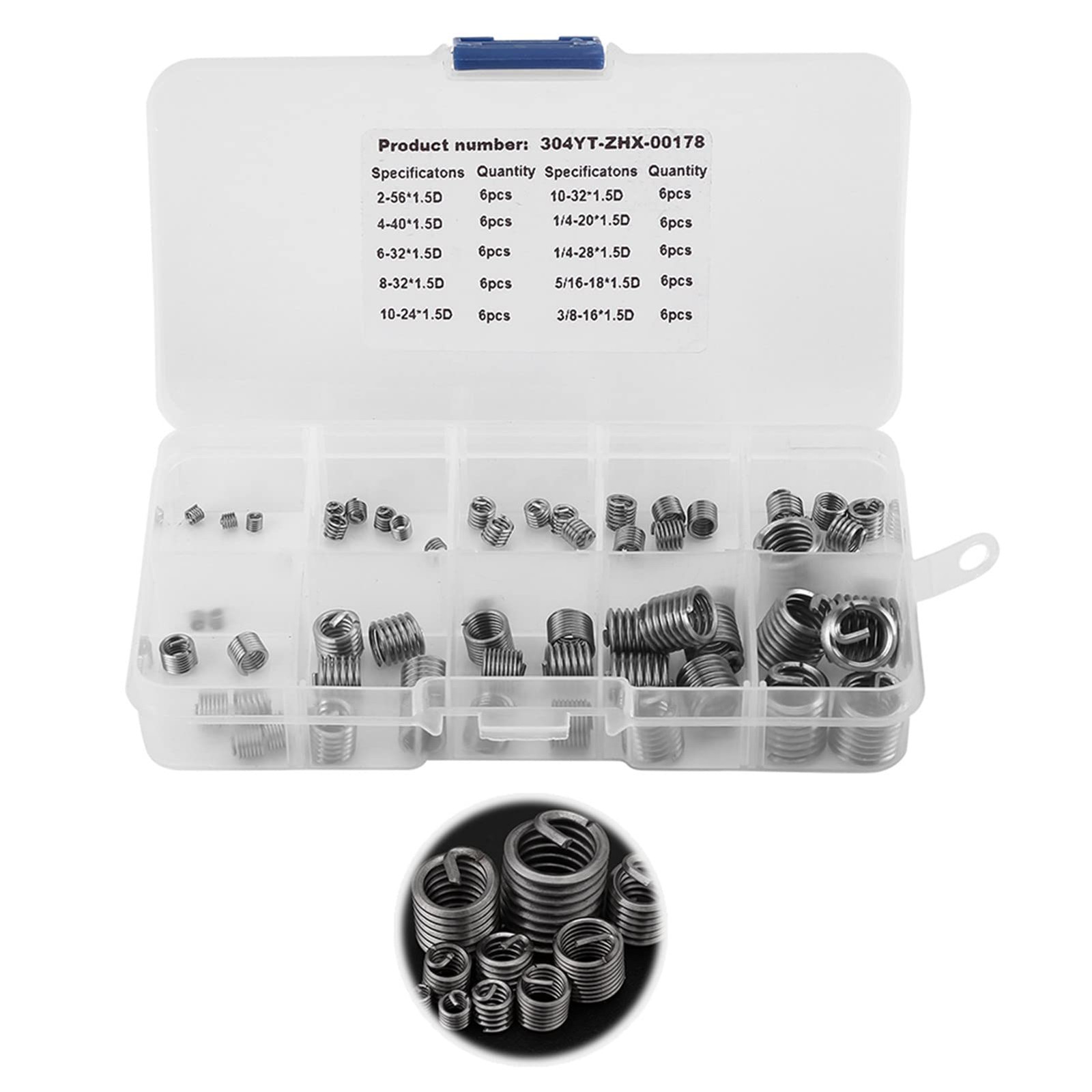 Wire Screw Sleeve Repair Inserts Heli Coils SAE 3/8 Coarse 60 PCS 304 Stainless