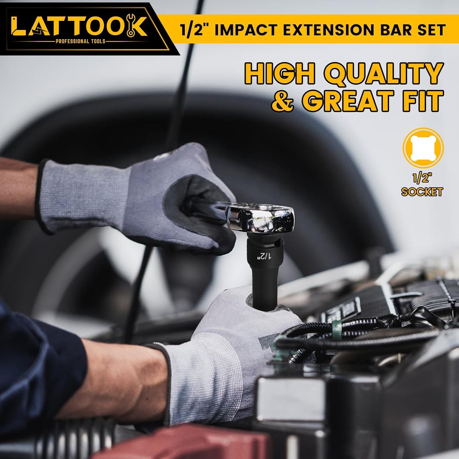 1/2 Inch Drive Impact Extension Bar Set, 3 Piece Socket Extensions