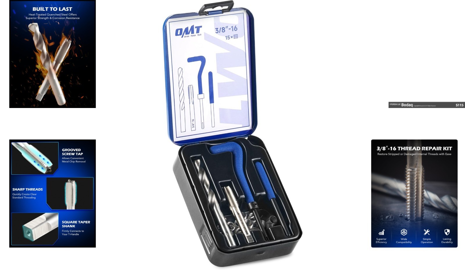 Complete Thread Repair Kit: 3/8″-16 Helicoil Tool Set with Inserts & Case