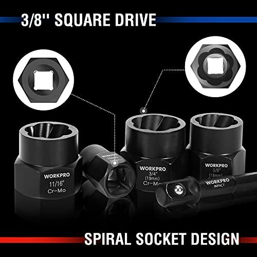 14 Pcs Impact Bolt and Nut Remover Set Nut Extractor for Damaged Bolt Screw