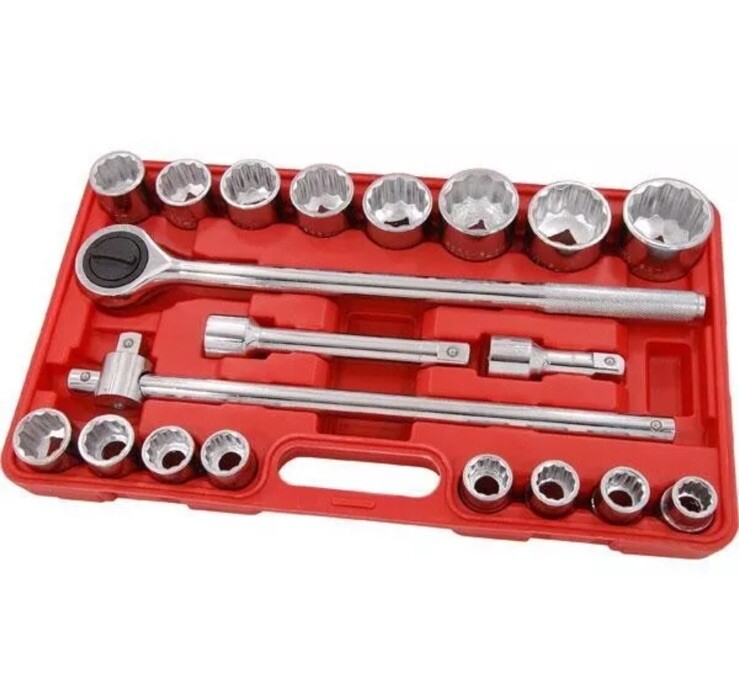 Heavy Duty 20PC 3/4IN DR SOCKET SET 19 to 50mm 495mm Sliding T-Bar