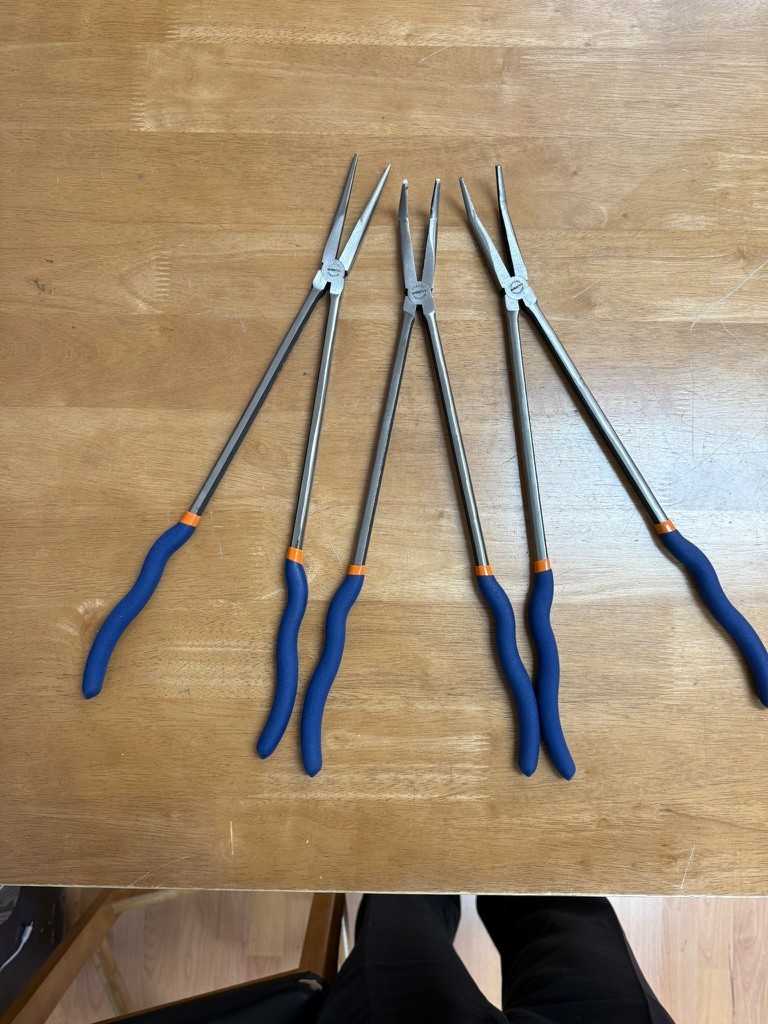 WISEPRO Bent, Angle, Needle ( Straight ) Nose Pliers Long Reach 3pc 16″ Plier