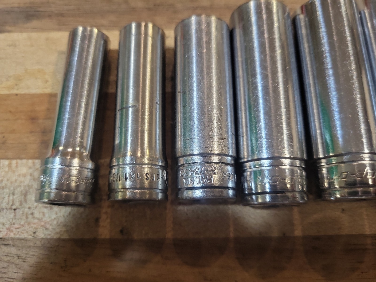 Snap-On 9 Pc. 3/8″ Dr. 6 Pt. SAE Deep Socket Set 209SFS 3/8″-7/8″ GUC 🔥 🇺🇸