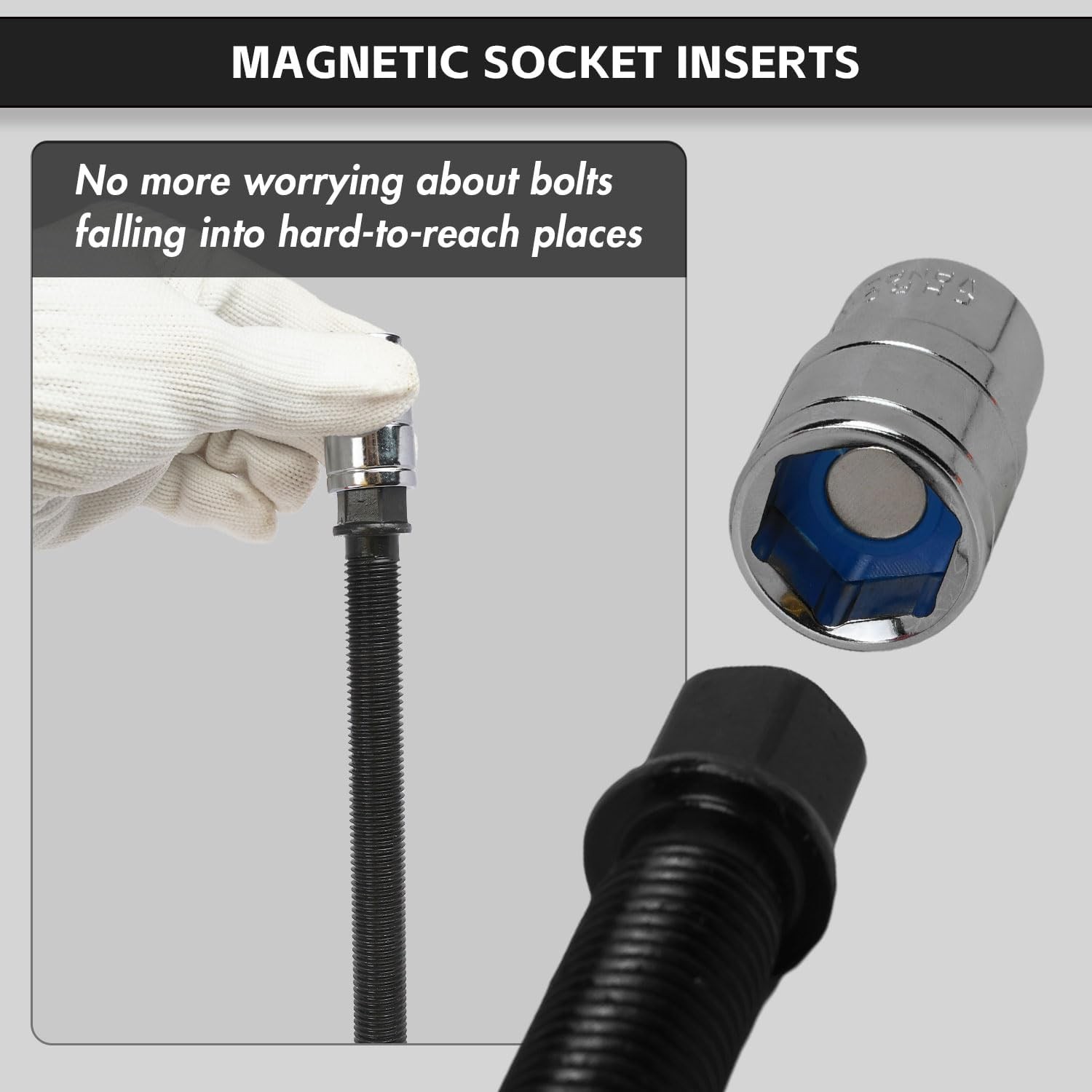 21PC Magnetic Socket Inserts SAE and Metric Adapter 5/16 to 7/8 Inch 8mm to 19mm