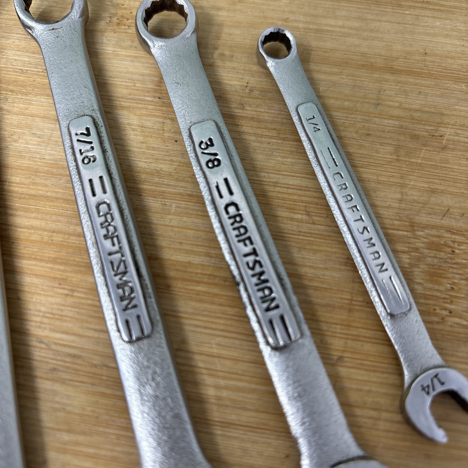 Lot 6 Craftsman Combination Wrenches USA 12pt,VV 1/4″, 11/16, 1/2, 7/16,5/8, 3/8