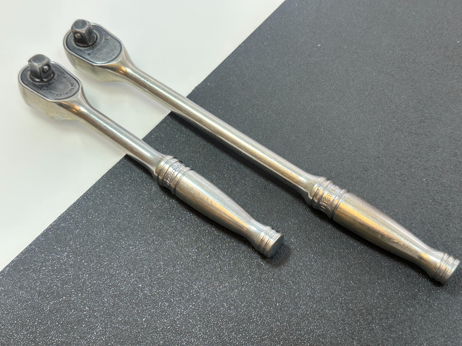🇺🇸 Snap-On Tools USA 2pc Chrome 3/8″ Drive Ratchet Set Pair, FL830 Long & F830