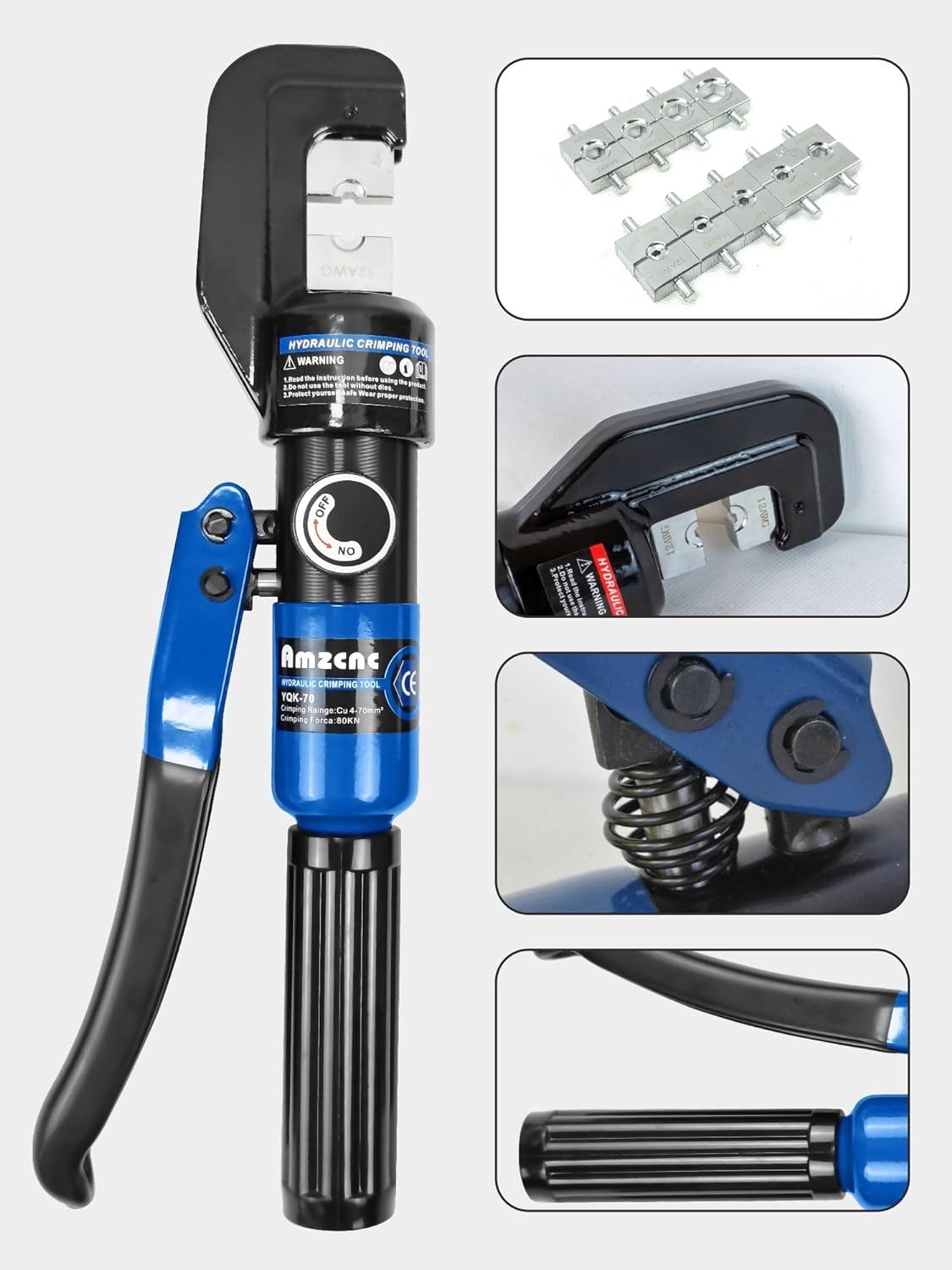 AMZCNC Hydraulic Crimping Tool and Cable Cutter Lug Blue