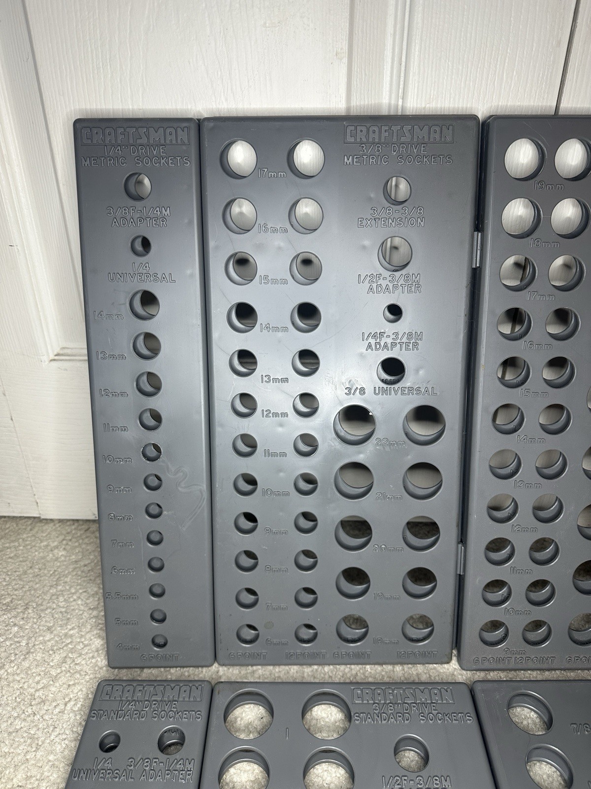 Grey Craftsman Socket Organizer 6 Trays SAE & Metric 6pt & 12pt 1/4”3/8 1/2 USA!