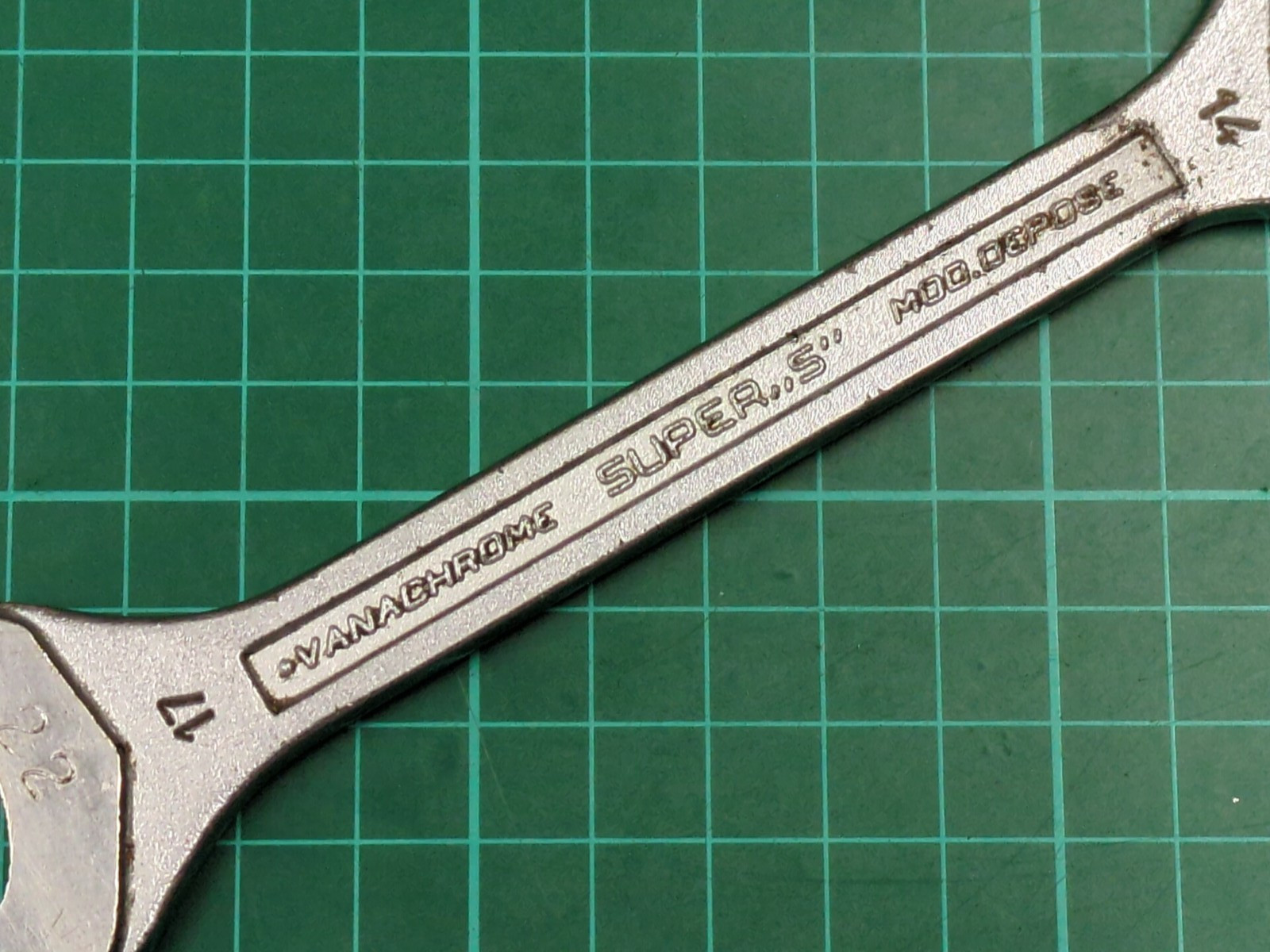 Vintage Facom No44, 14mm x 17mm Vanachrome Open Ended Spanner, Made In France