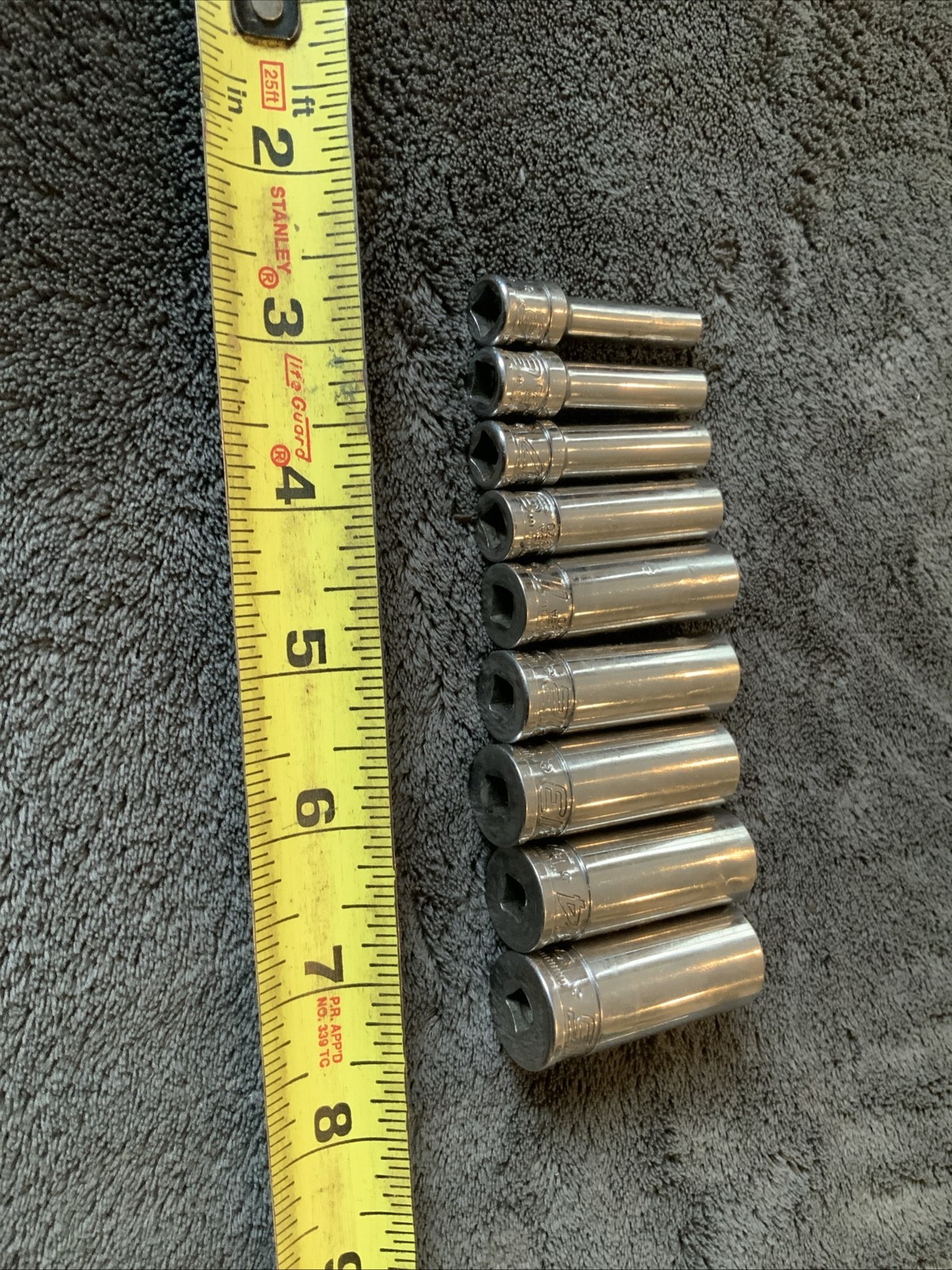 Snap On 1/4” Deep Sockets, 6pt, New Style…5,6,7,9,11,12,13,14,15….see Pics…mmm