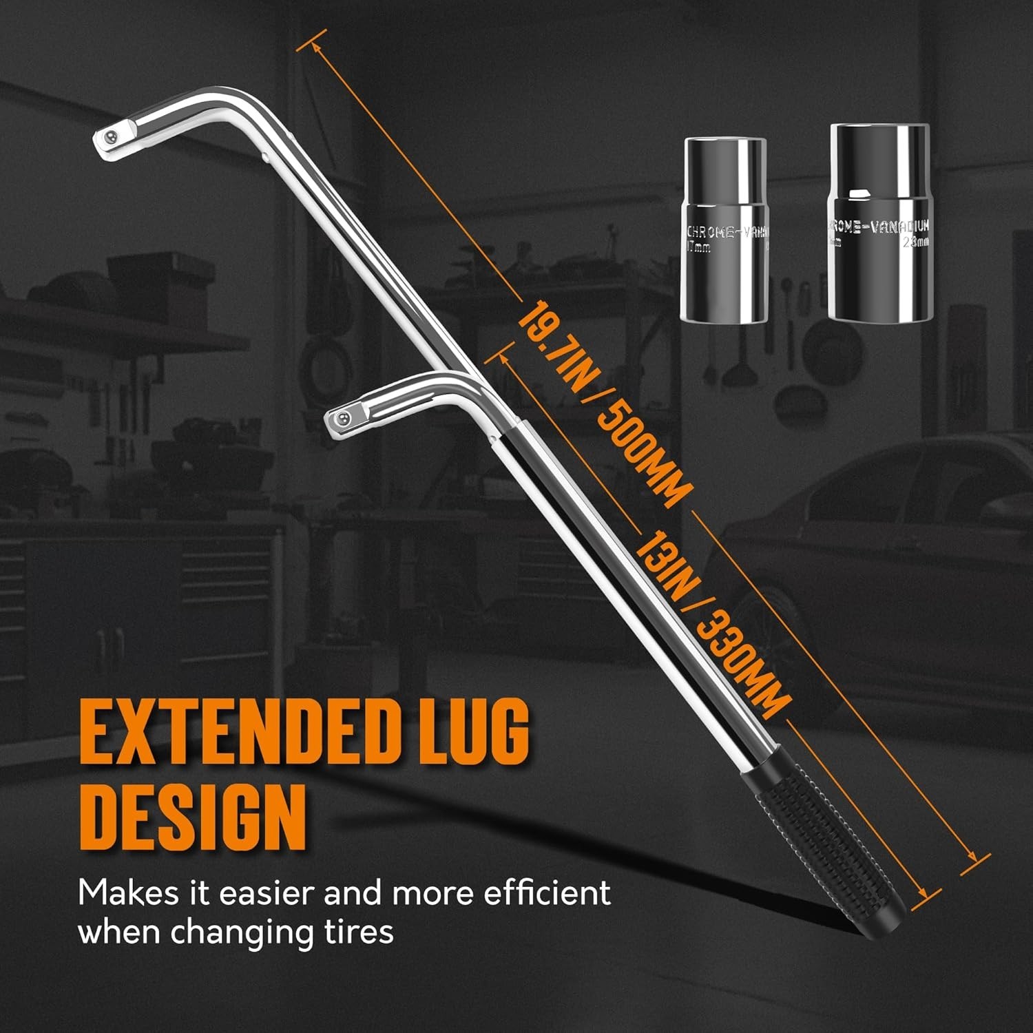Wrench 4 Way Lug Nut Tool Foldable Adjustable Lug Nut Socket Wheel Tire Change